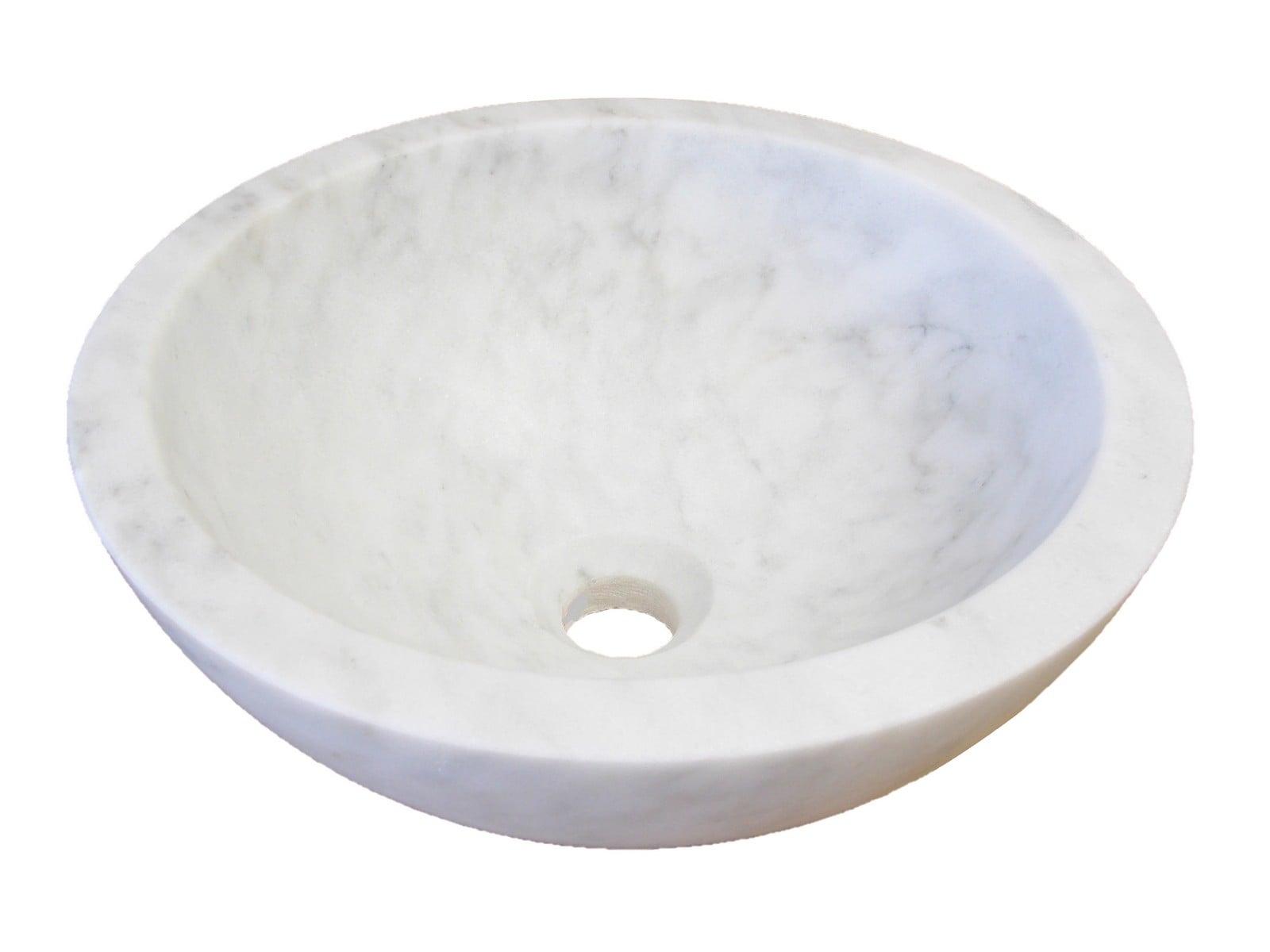 Eden Bath 14'' White Stone Circular Bathroom Sink