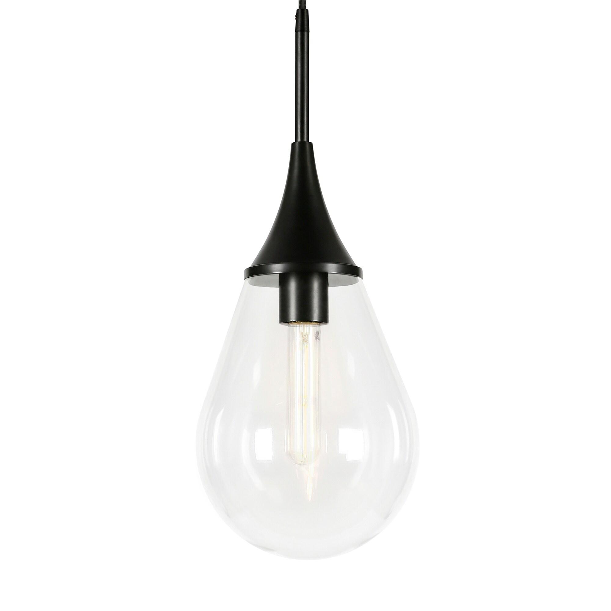 Ambrose Teardrop Glass Pendant with Polished Nickel Base