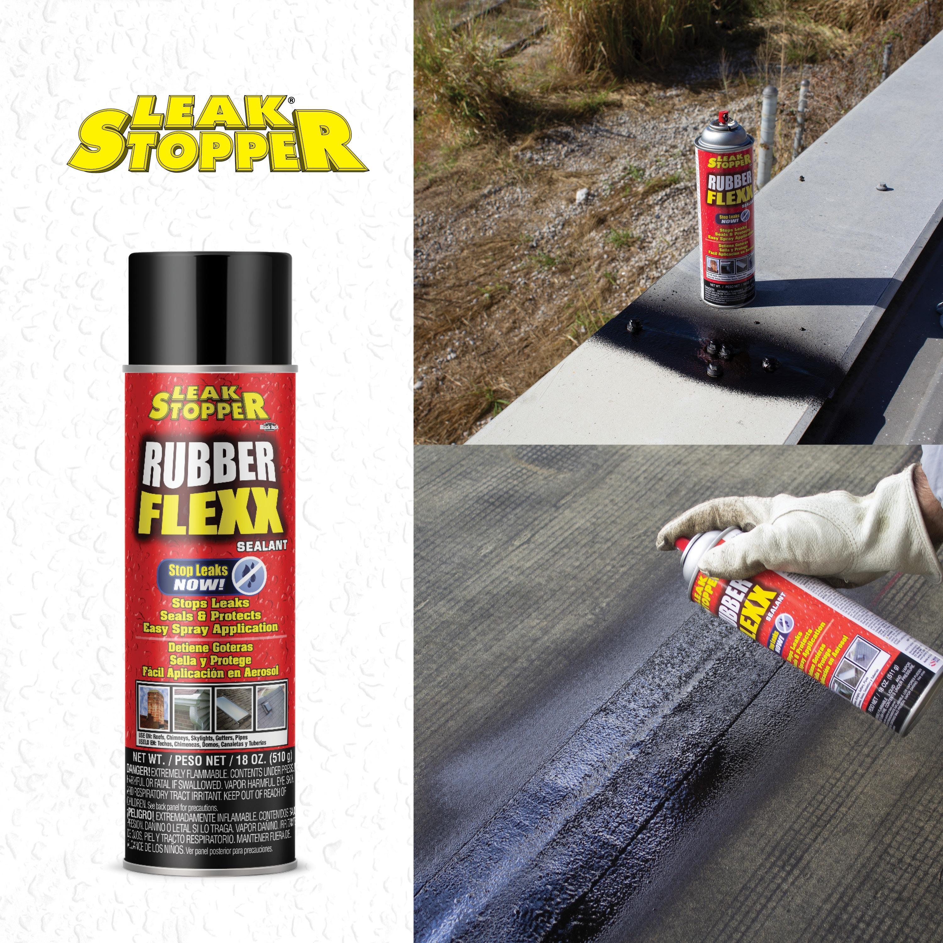 Leak Stopper Rubber Flexx - 15oz Waterproof Repair & Sealant Spray, Black, 1 Pack