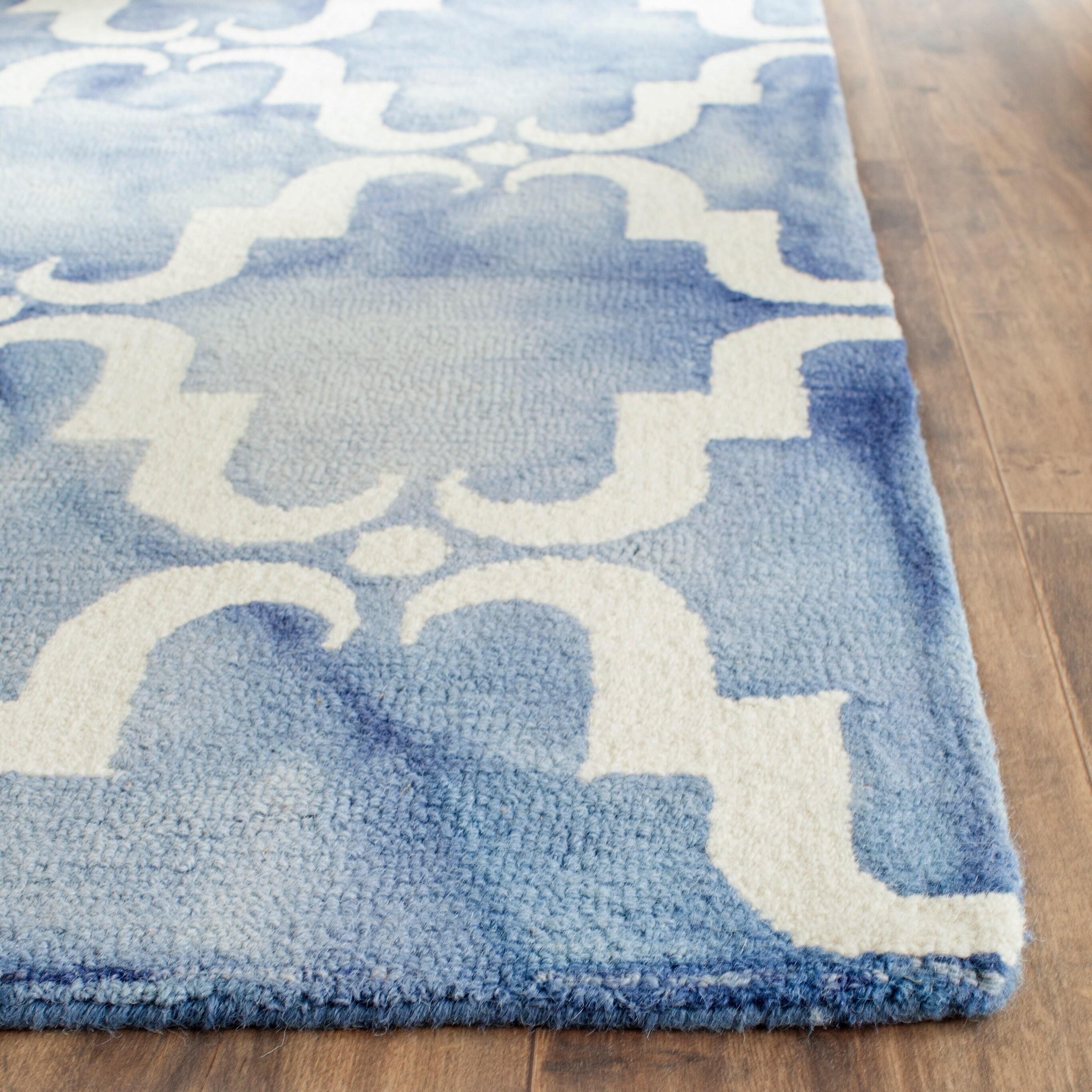 SAFAVIEH Dip Dye Talbot Overdyed Geometric Area Rug, Blue/Ivory, 2' x 3'