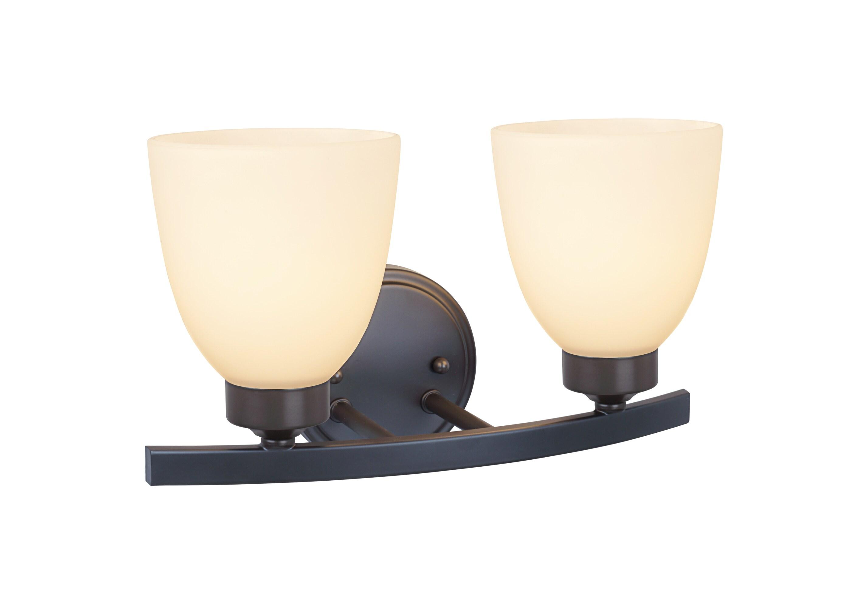 13-Inch Bronze and Frosted Glass 2-Light Vanity Fixture