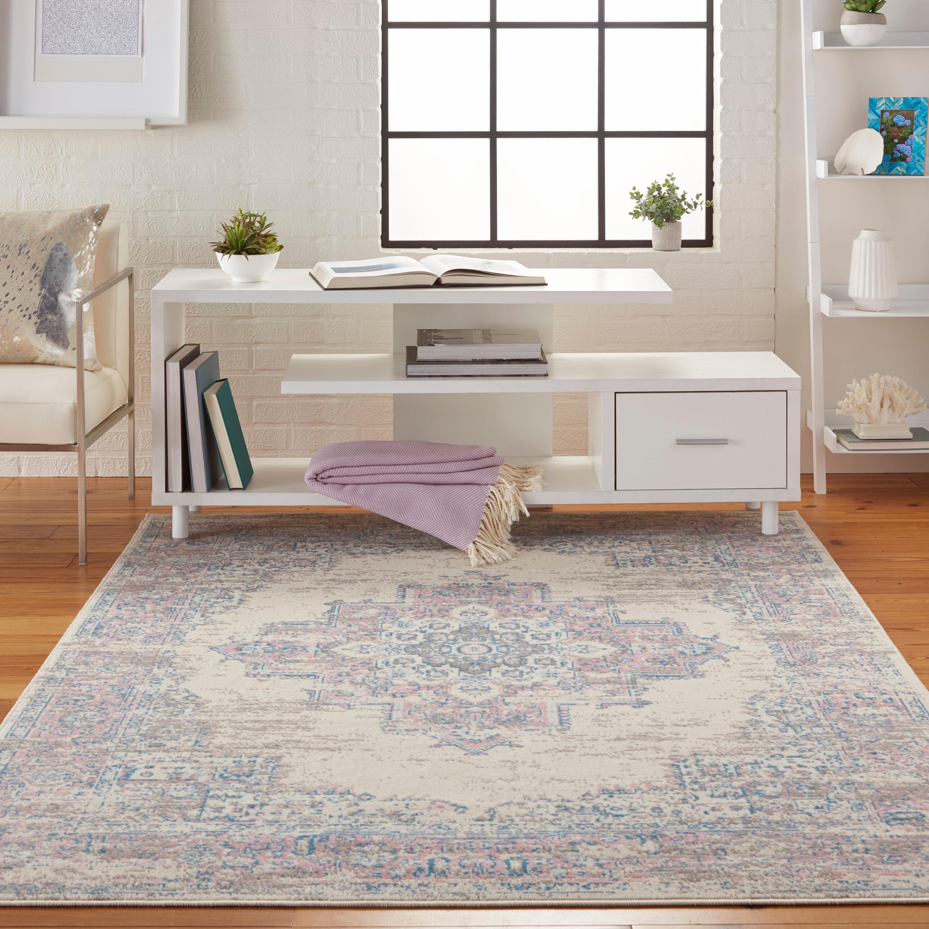 Nourison Grafix GRF14 Ivory/Pink Indoor Area Rug 6' x 9'