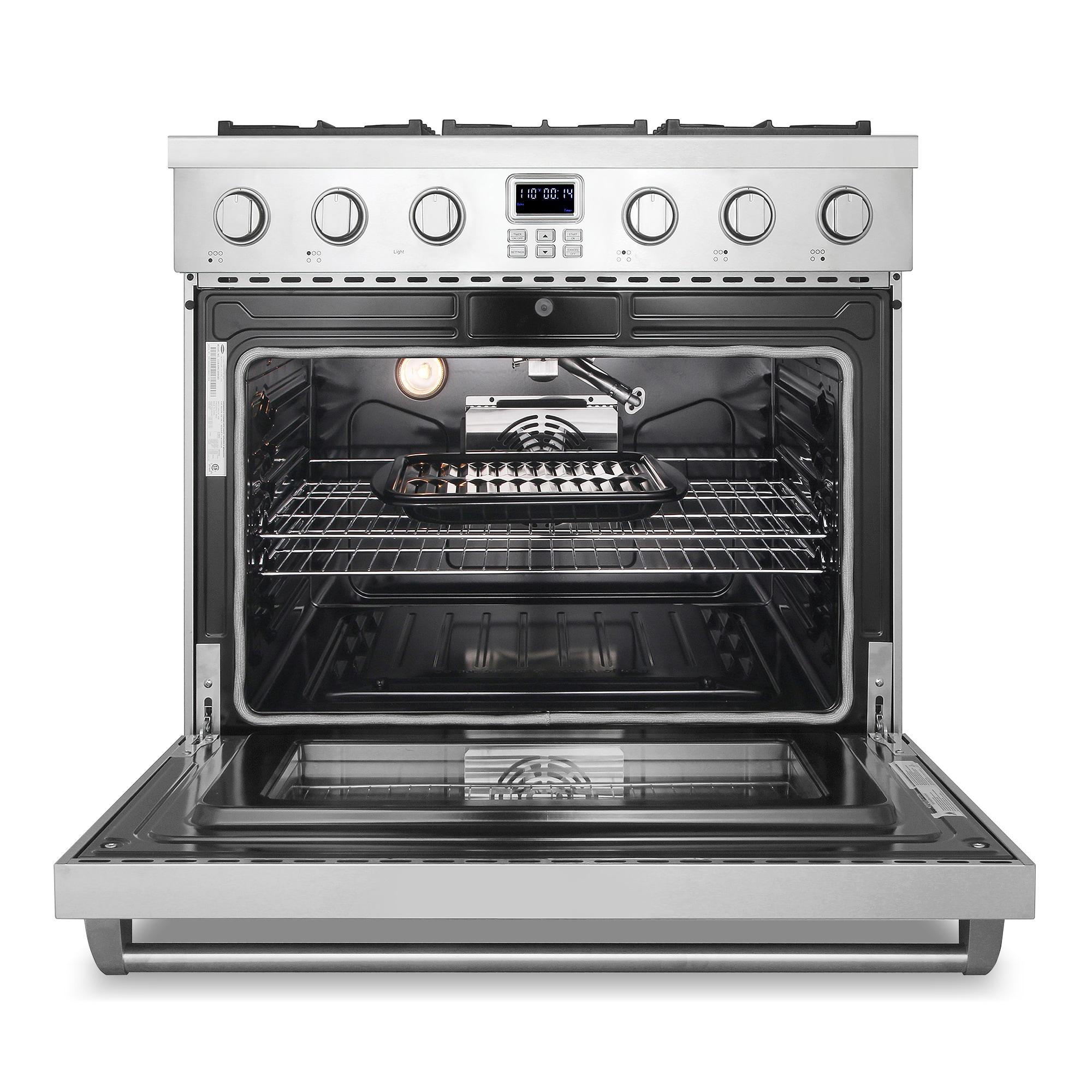 Cosmo 36 in. Lumin Collection 6.0 cu. ft. Gas Range with 6 Sealed Gas Burners and Convection Oven in Stainless Steel