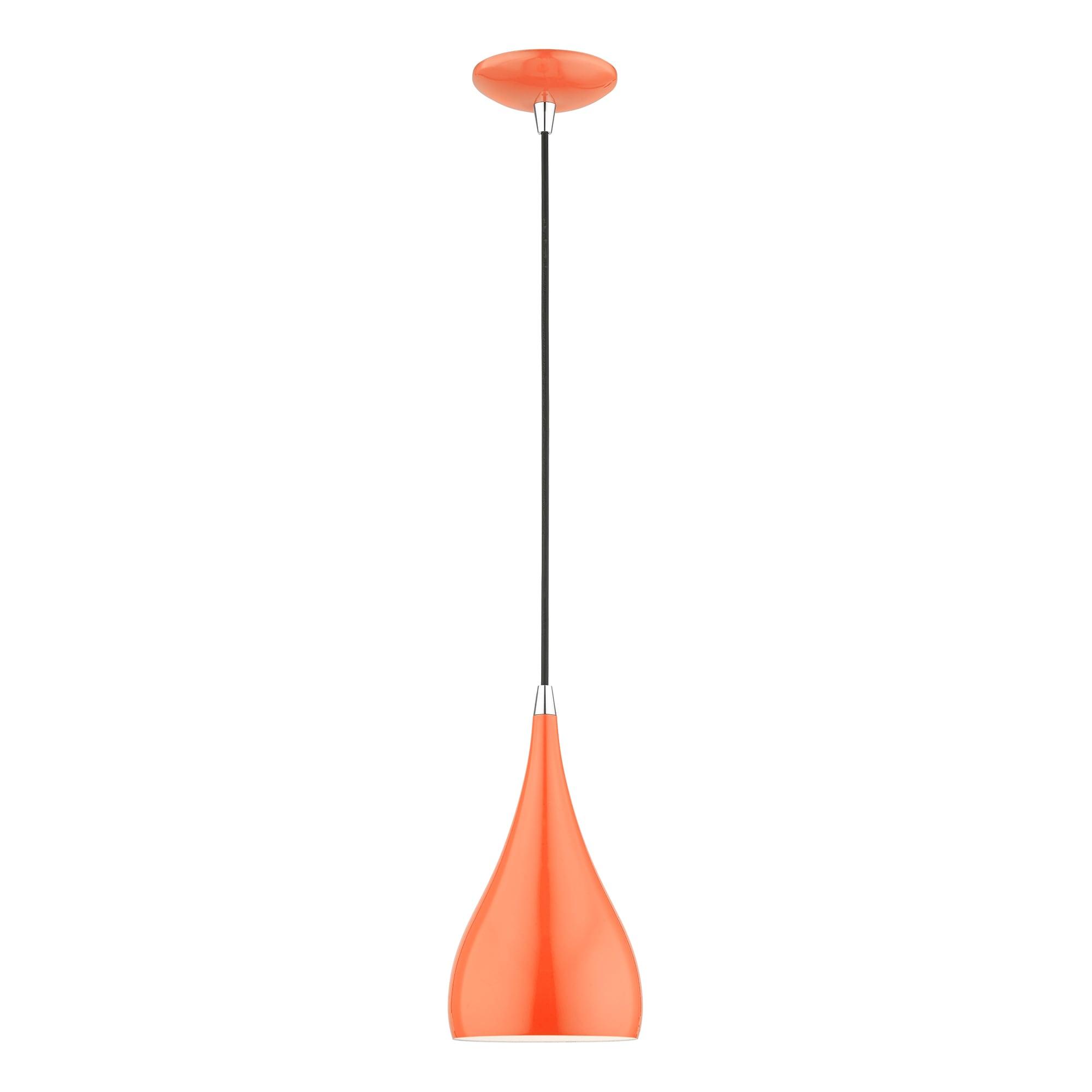 Livex Lighting Amador 1 - Light Pendant in  Shiny Orange/Polished Chrome
