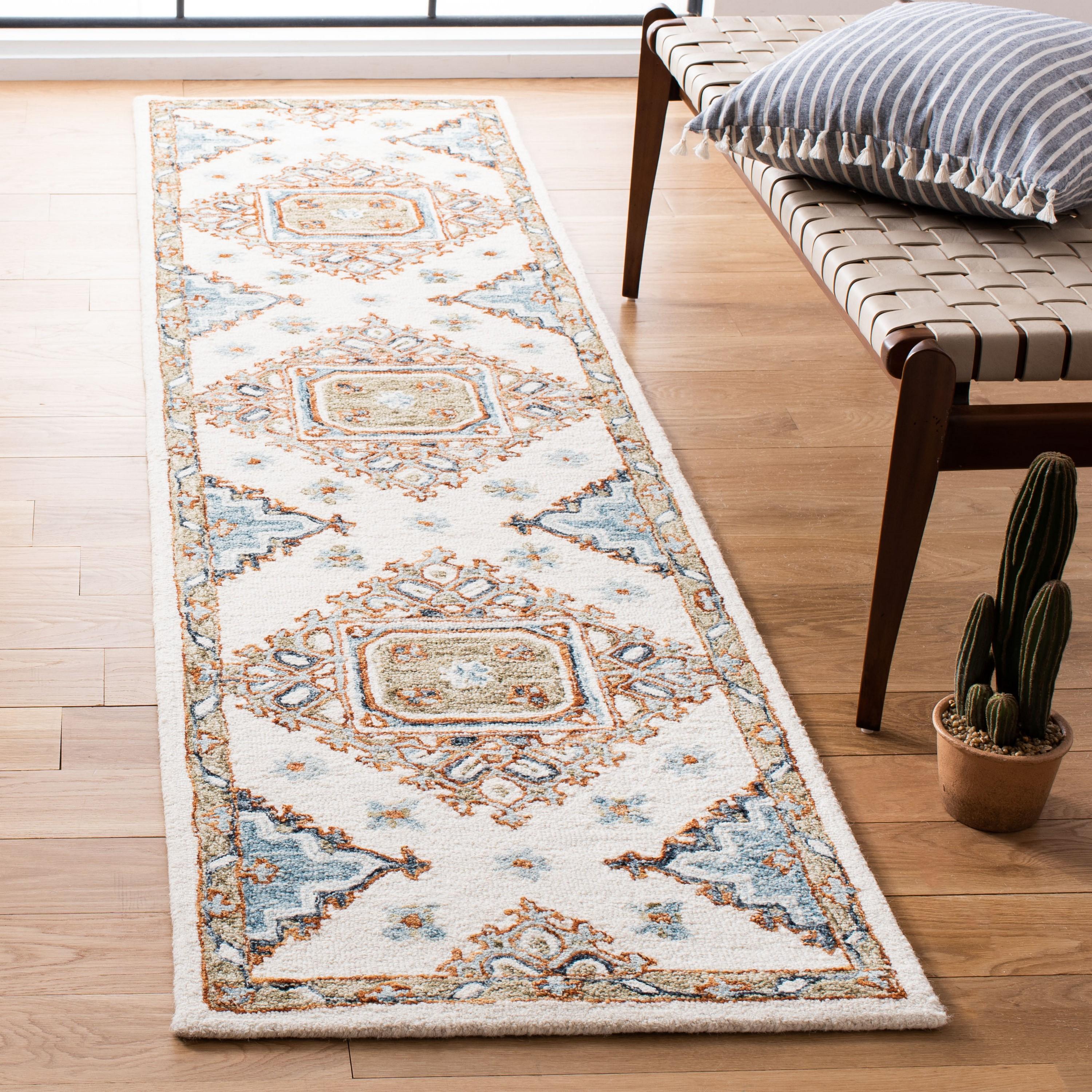 Capri CPR209 Hand Tufted Runner Rug - Ivory/Rust - 2'3"x9' - Safavieh.