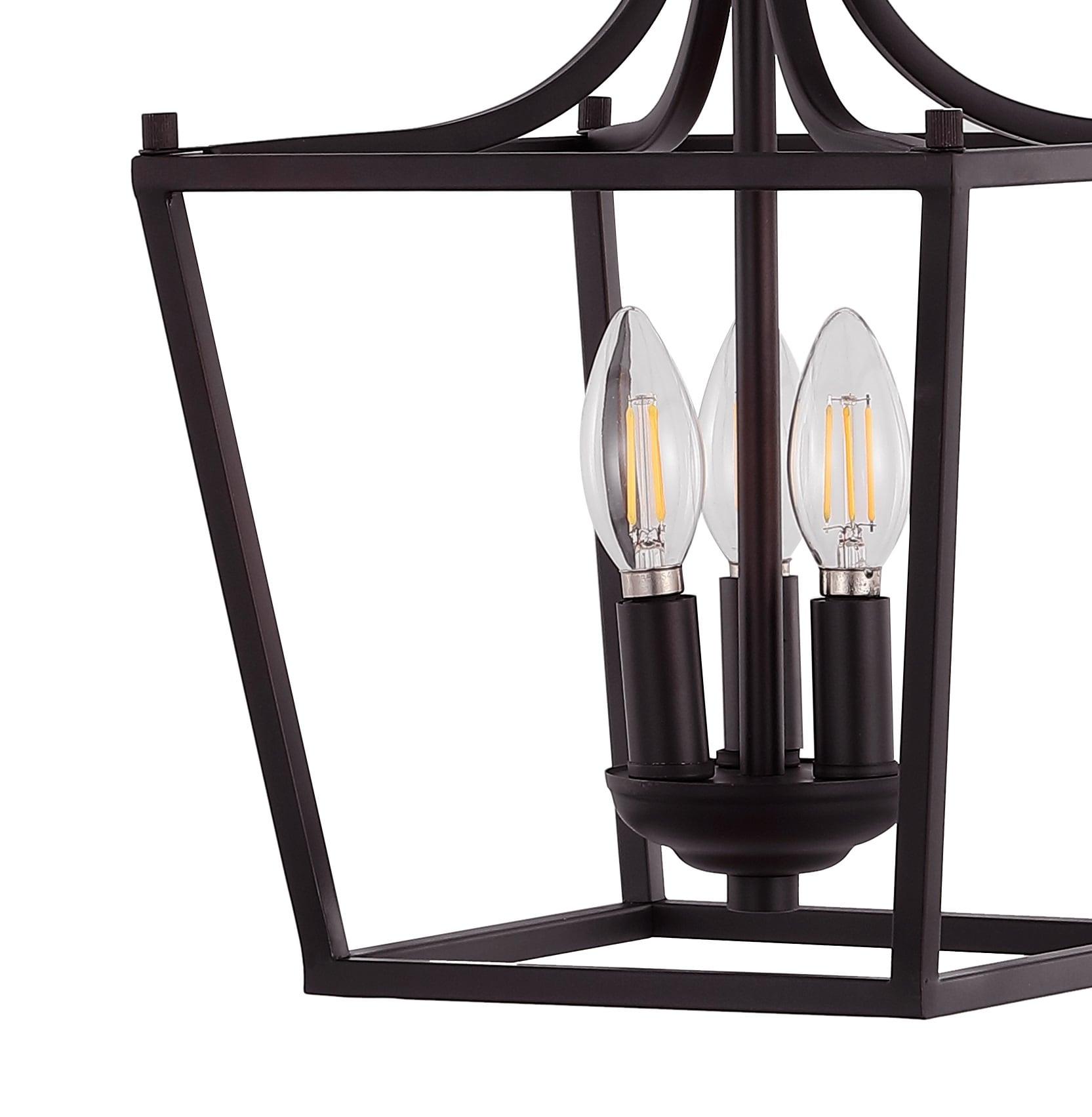 Camden 10" 3-Light Iron Classic Midcentury Pendant Lantern, Oil Rubbed Bronze