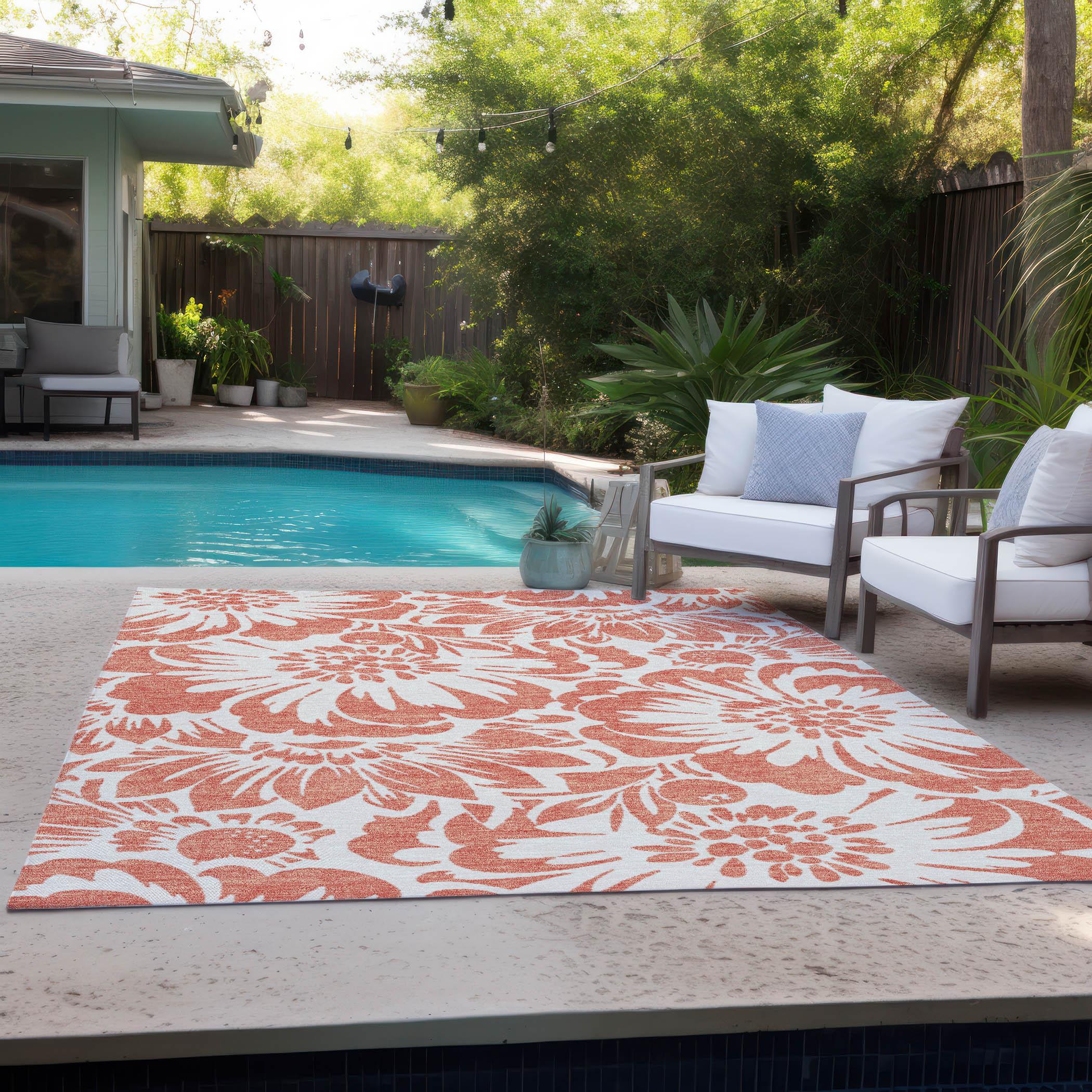 Addison Rugs Machine Washable Indoor/ Outdoor Whimsy Floral Chantille Rug Salmon - 9' x 12'