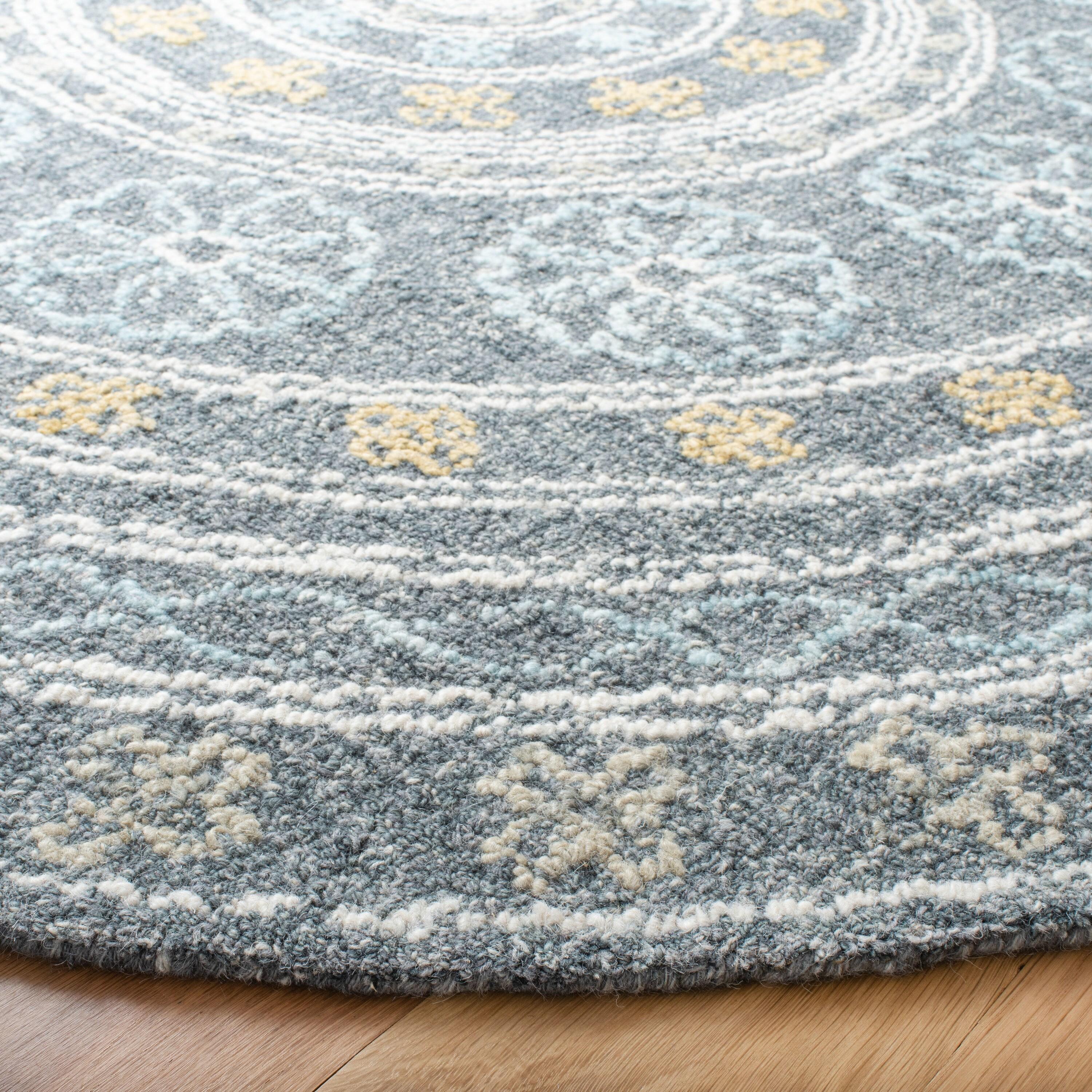 Blossom BLM608 Hand Tufted Area Rug - Charcoal/Yellow - 5'x8' - Safavieh.