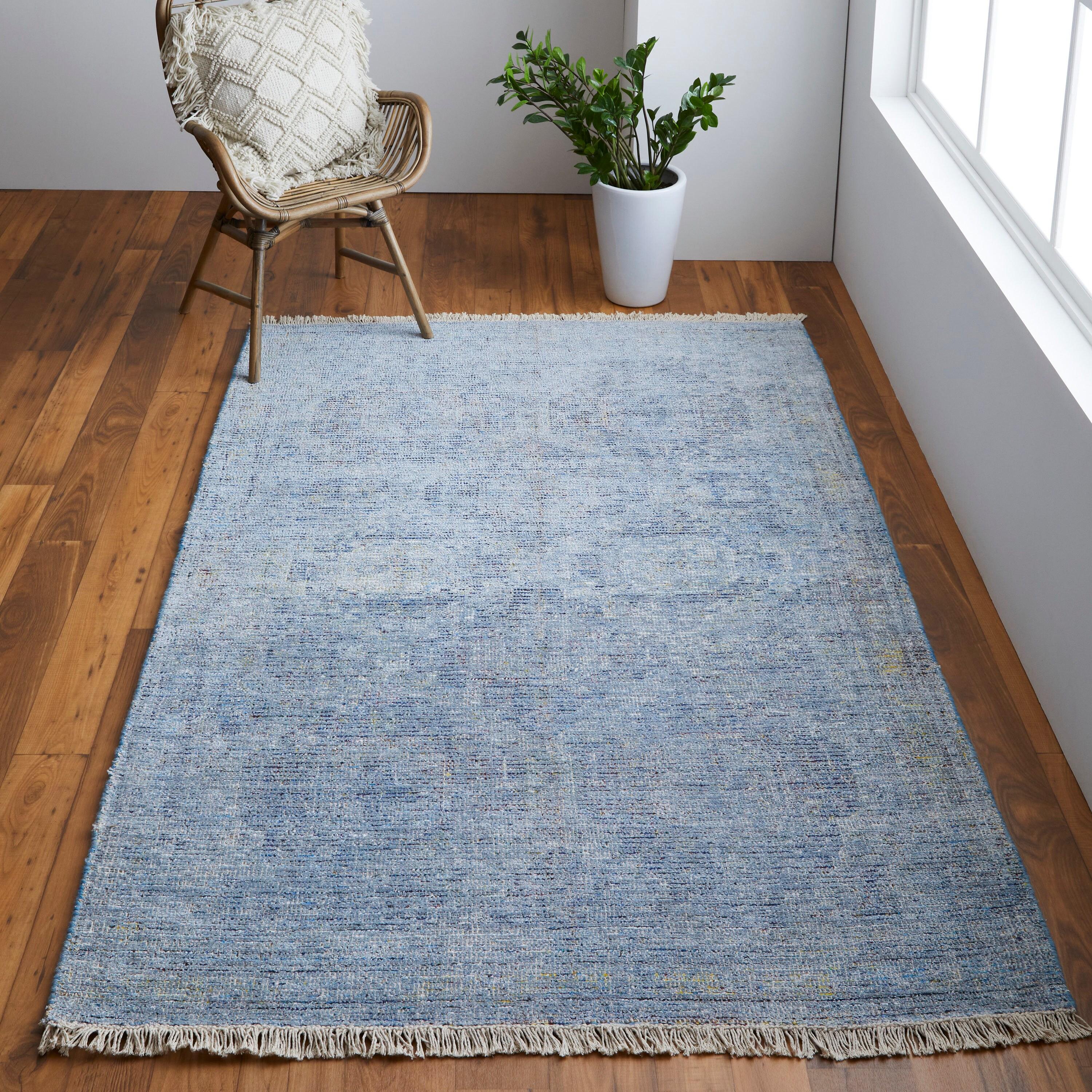Caldwell Transitional Distressed Blue/Ivory Area Rug
