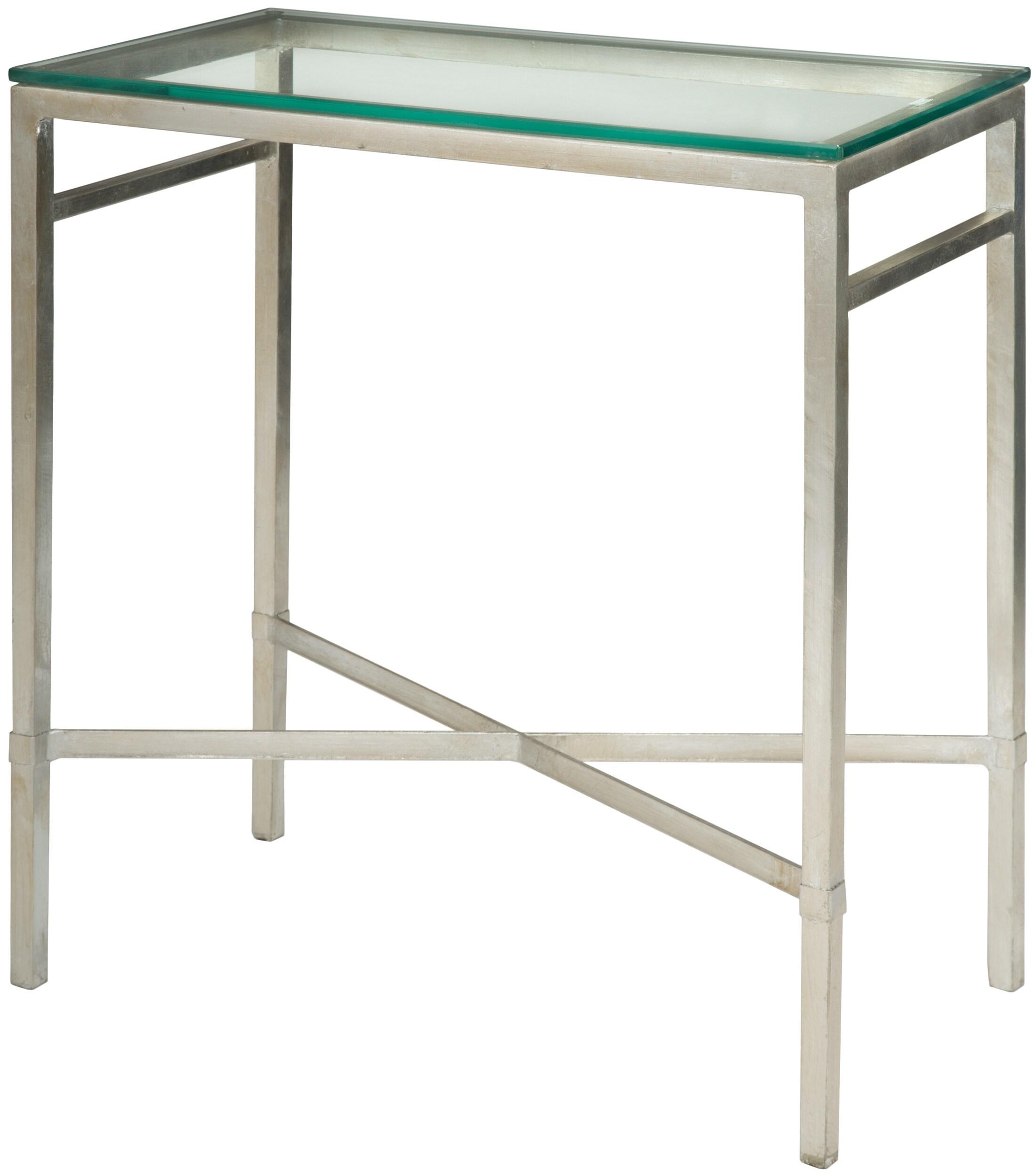 Viggo Antique Silver Glass Side Table - AMH8300B - Silver/Glass - Safavieh Couture