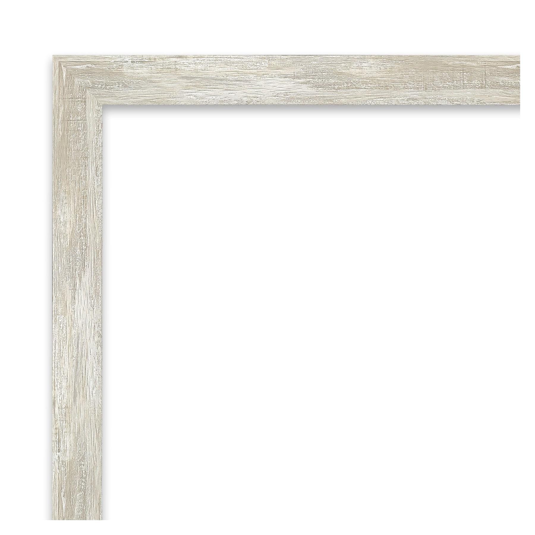 Amanti Art 18"x22" Crackled Metallic Narrow Framed Wall Mirror Silver: Beveled, Polystyrene Frame, No Assembly Required