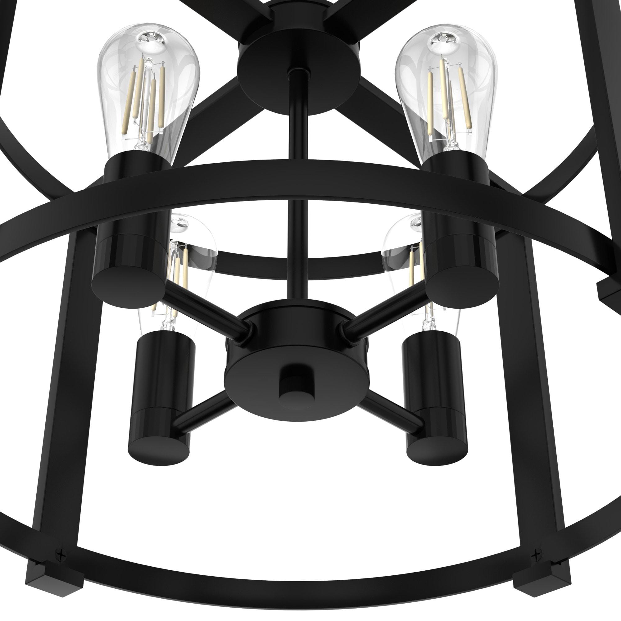 18" 4-Light Astwood Chandelier Black - Hunter Fan: Modern Metal Ceiling Fixture, UL Listed, Dimmable
