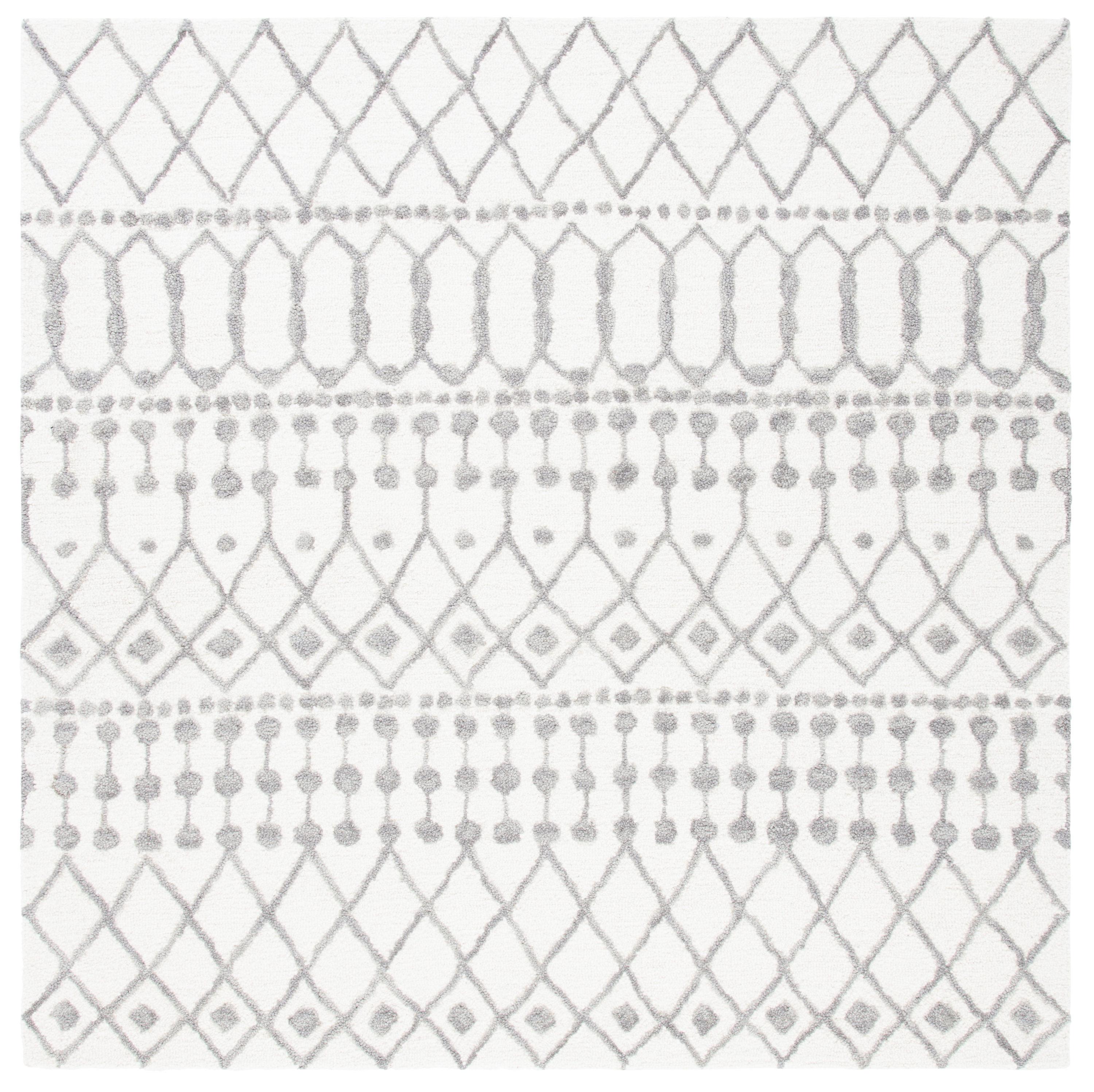 Blossom BLM115 Hand Tufted Area Rug - Ivory/Grey - 6'x6' - Safavieh.