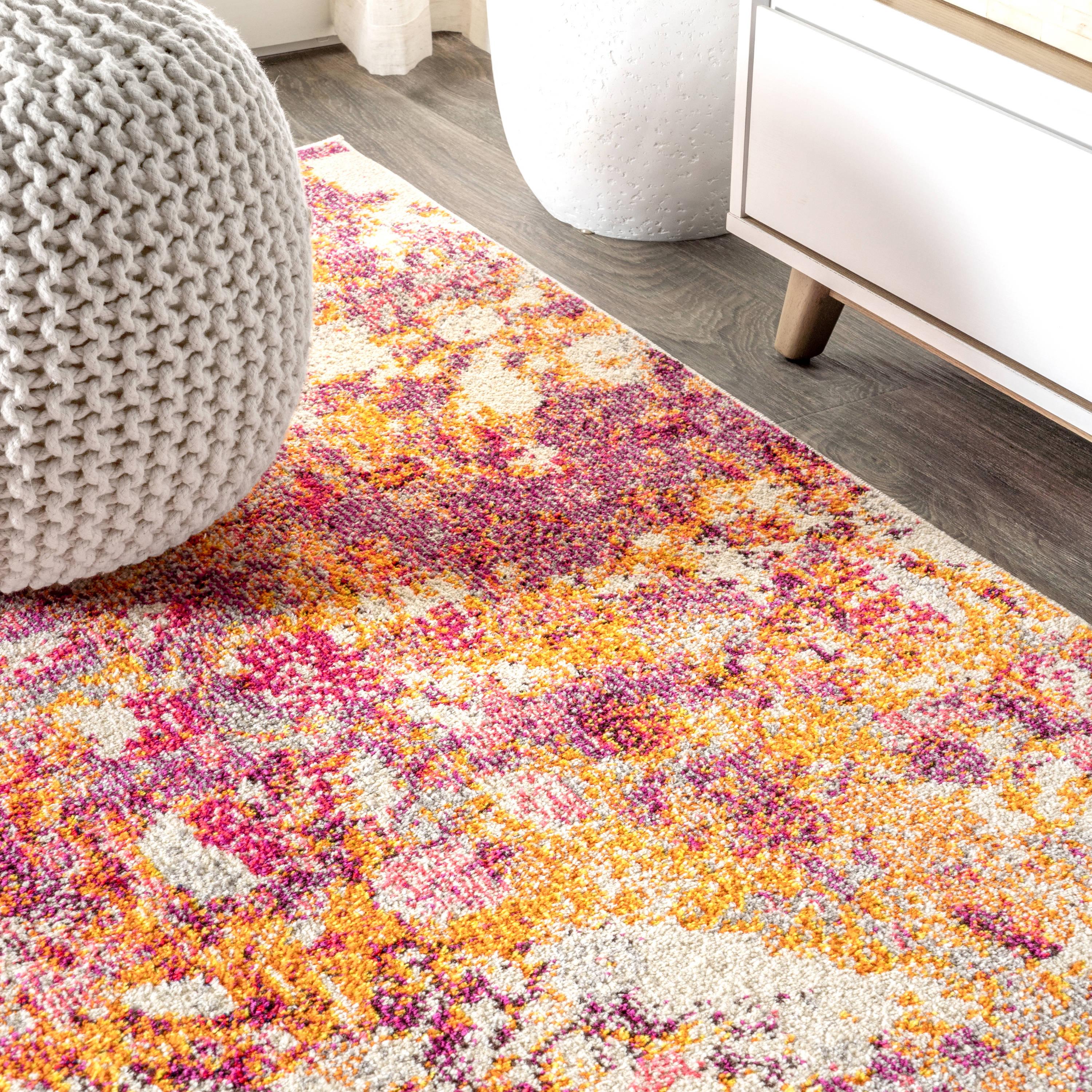 8'x10' Contemporary POP Modern Abstract Area Rug, Pink/Orange - JONATHAN Y