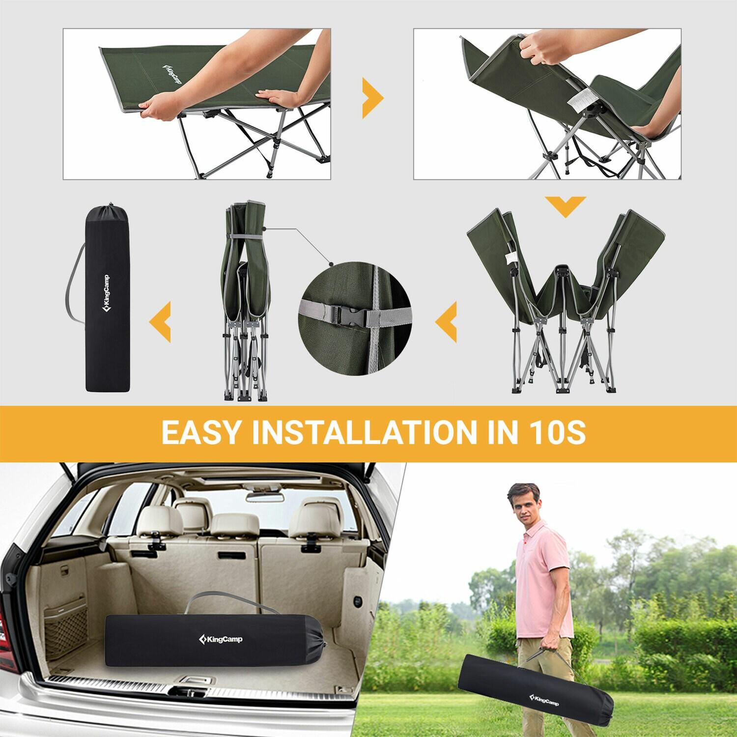 Kingcamp KingCamp Folding Portable Outdoor Camping Cot w/ Multi Layer Side Pocket
