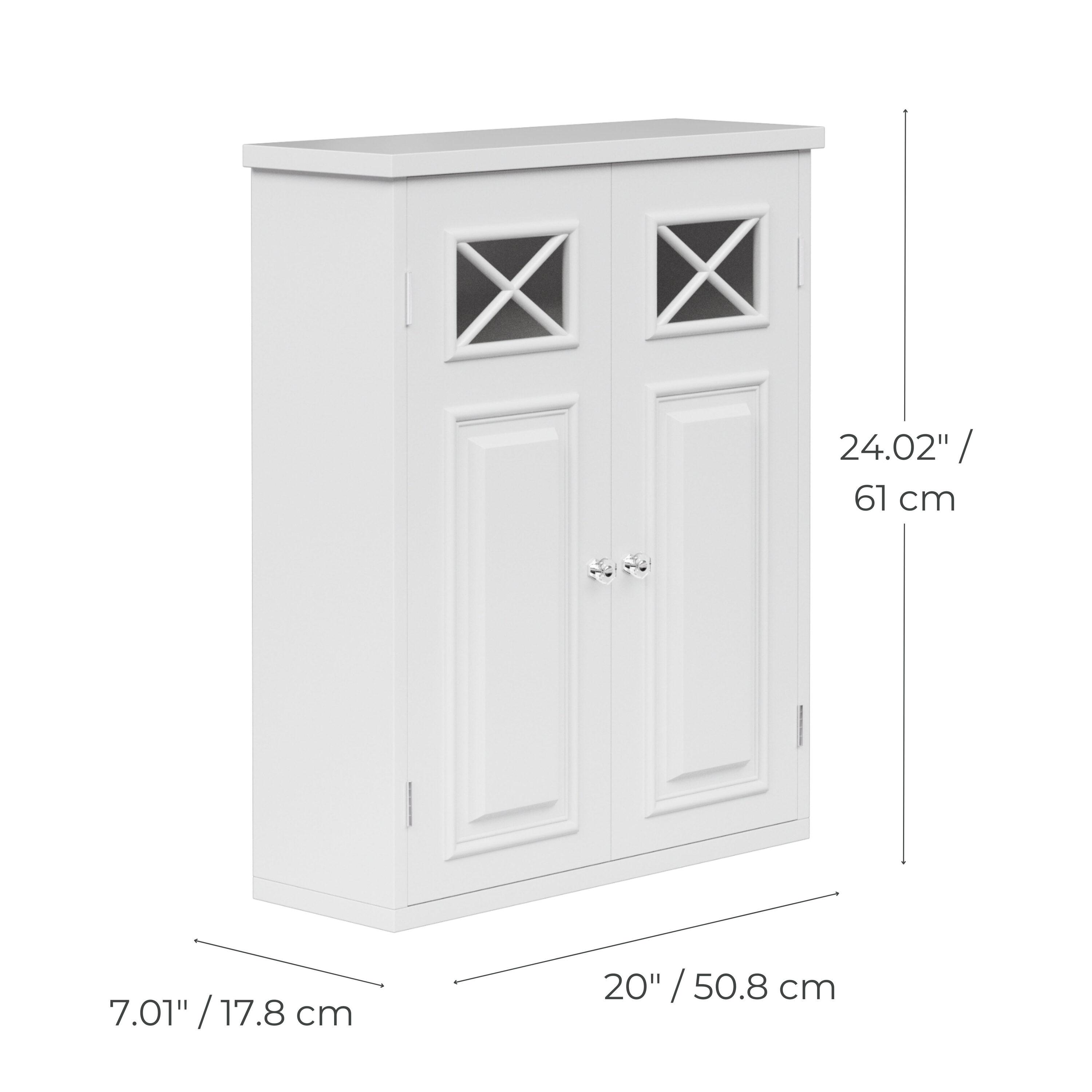 Dawson Two Doors Wall Cabinet White - Elegant Home Fashions: Traditional Style, Semi-Gloss Finish, Bathroom Storage
