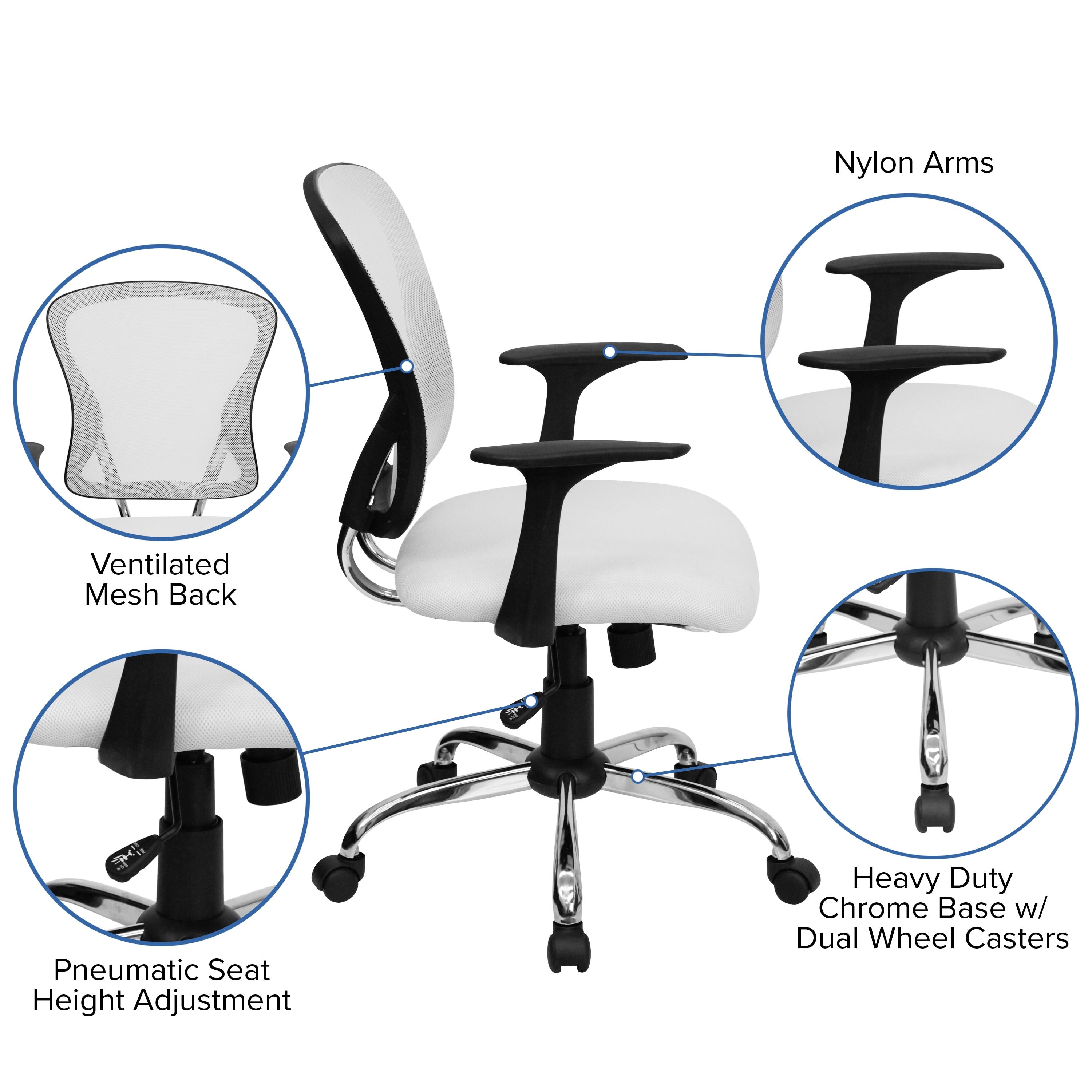 Flash Furniture Mid-Back Mesh Swivel Task Office Chair with Chrome Base and Arms