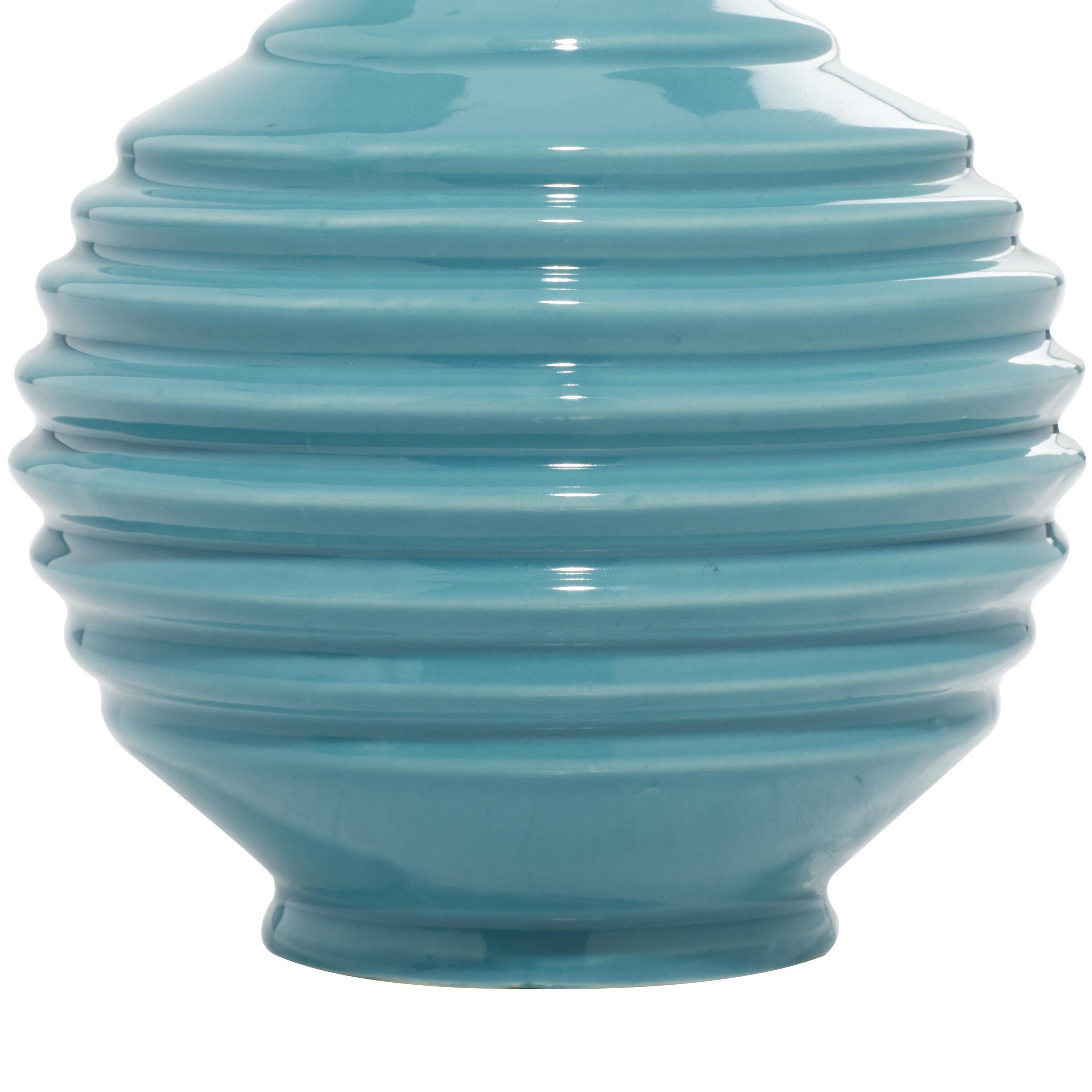 DecMode 6"W, 6"H Blue Ceramic Vase with Varying Patterns, Set of 3
