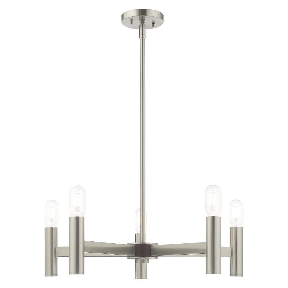 Copenhagen Industrial Chic 5-Light Brushed Nickel Chandelier