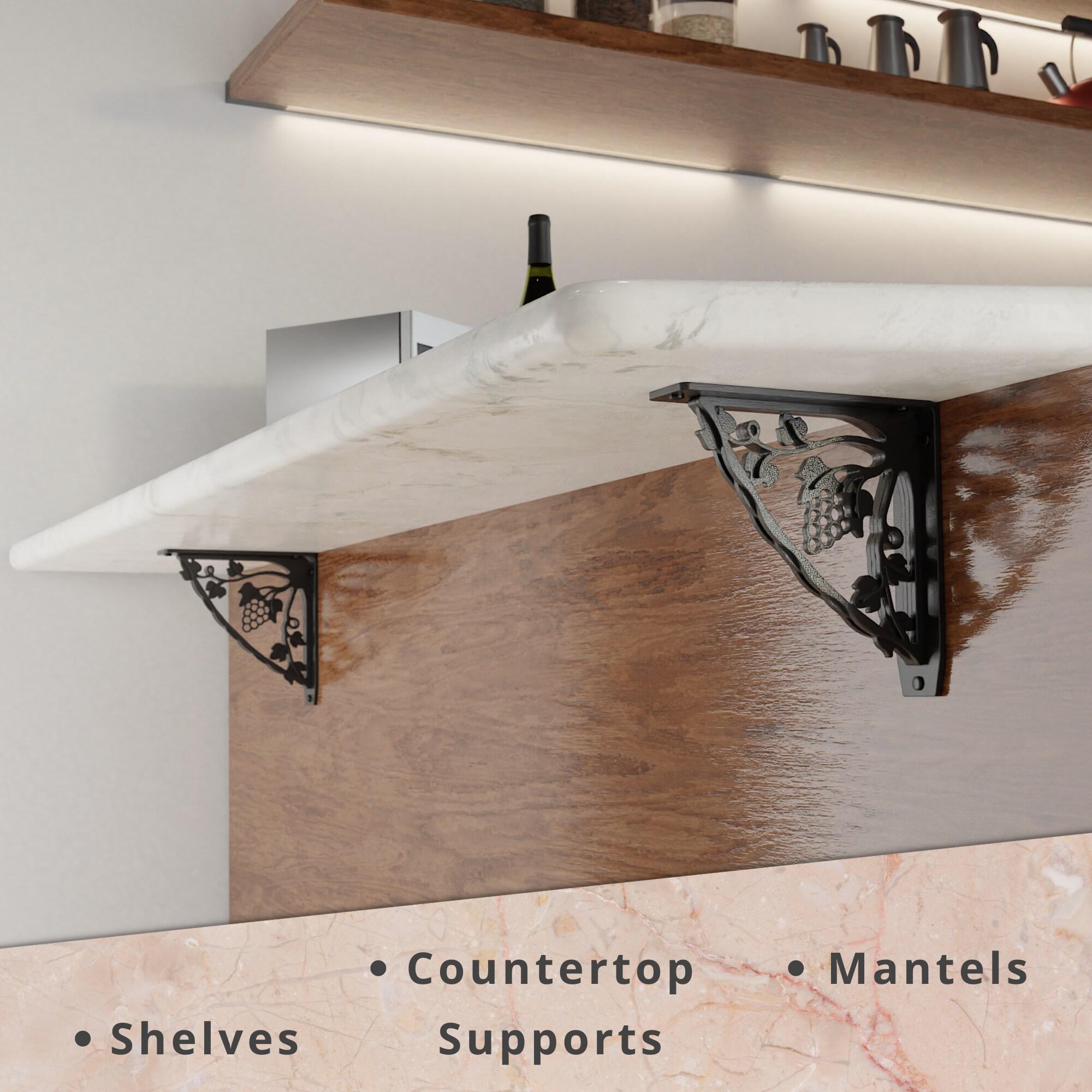 MADEIRA HEAVY DUTY STEEL FIREPLACE MANTEL BRACKETS, FLOATING SHELF, COUNTERTOP SUPPORT - HAND WELDED - 8" x 8" x 2"