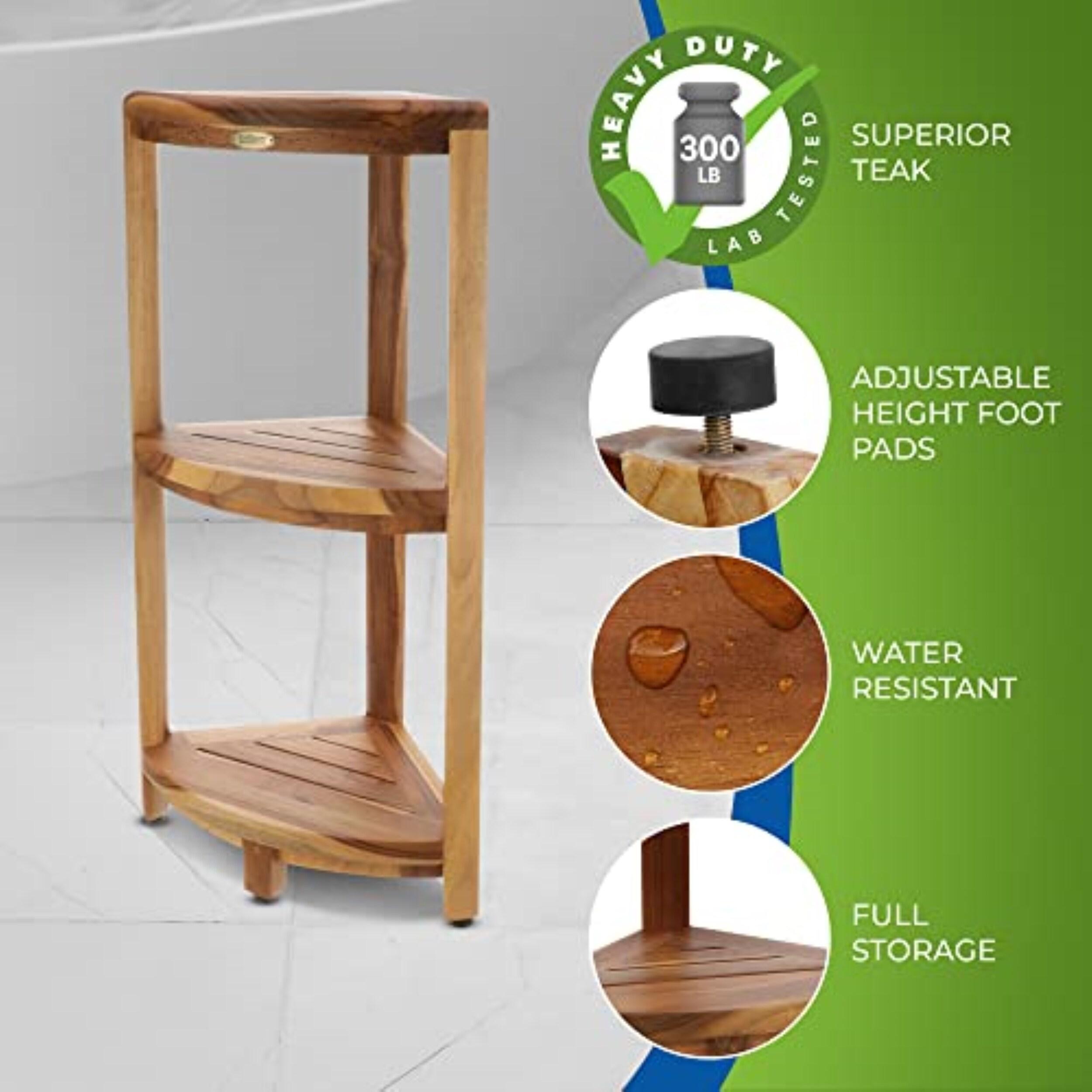 EcoDecors EcoDecors, Snazzy Corner, Teak Corner Shower Shelf, Shower Stand Corner, in EarthyTeak™