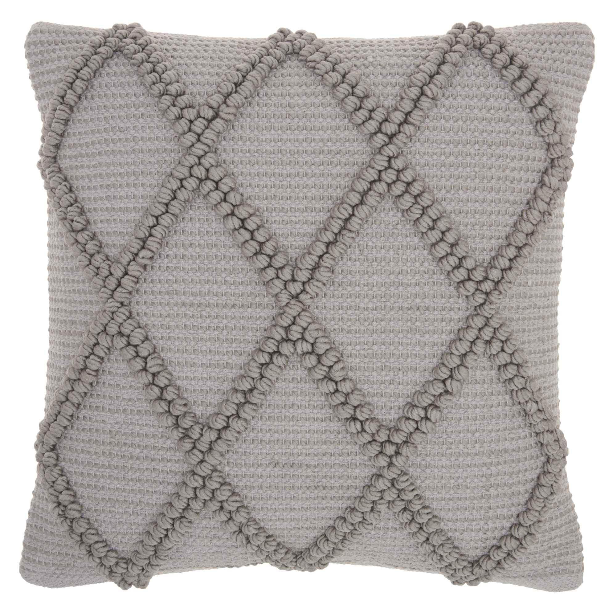 18"x18" Life Styles Diamond Lattice Square Throw Pillow Light Gray - Mina Victory: Cotton Blend, Indoor Decorative Cushion