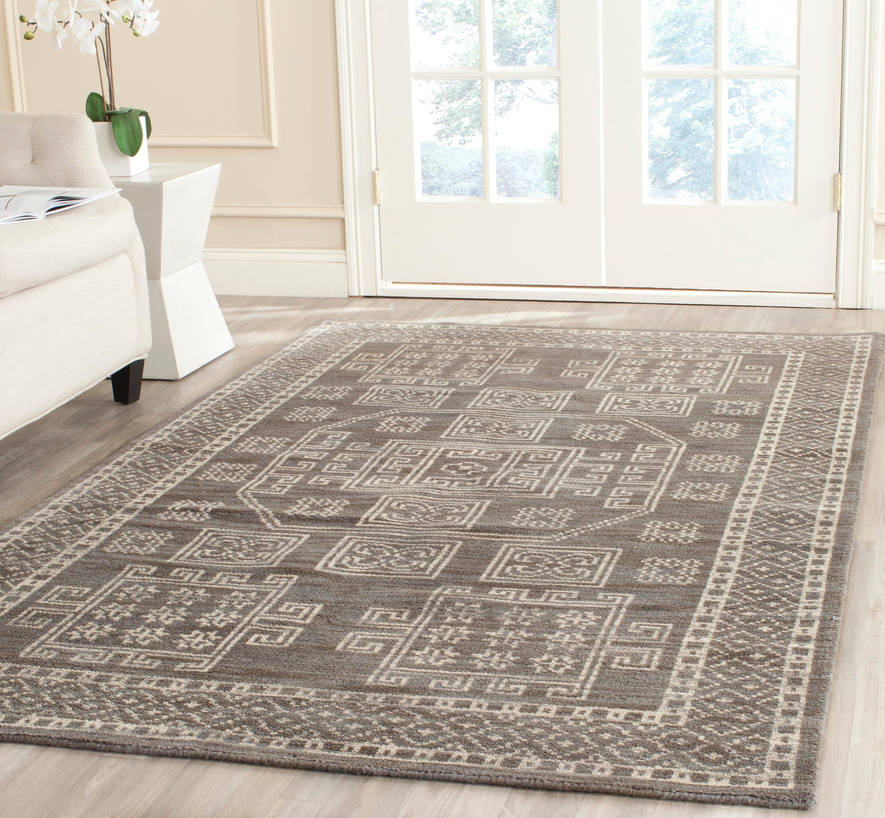 Kenya KNY635 Hand Knotted Area Rug - Grey - 7'x7' - Safavieh.