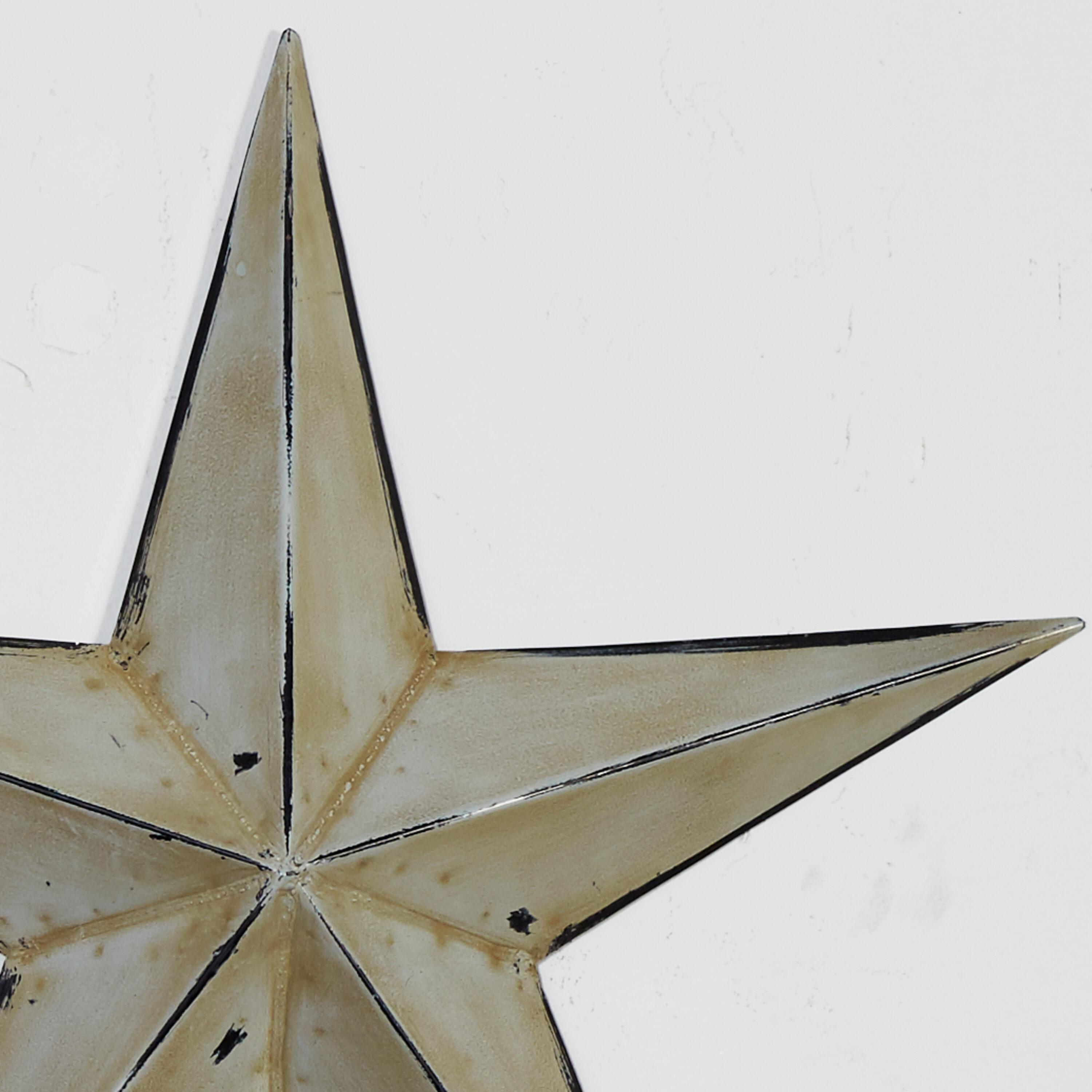 Olivia & May Set of 3 Metal Stars Indoor Outdoor Wall Decors Light Brown : Iron Frame, Farmhouse Style, Vertical Orientation