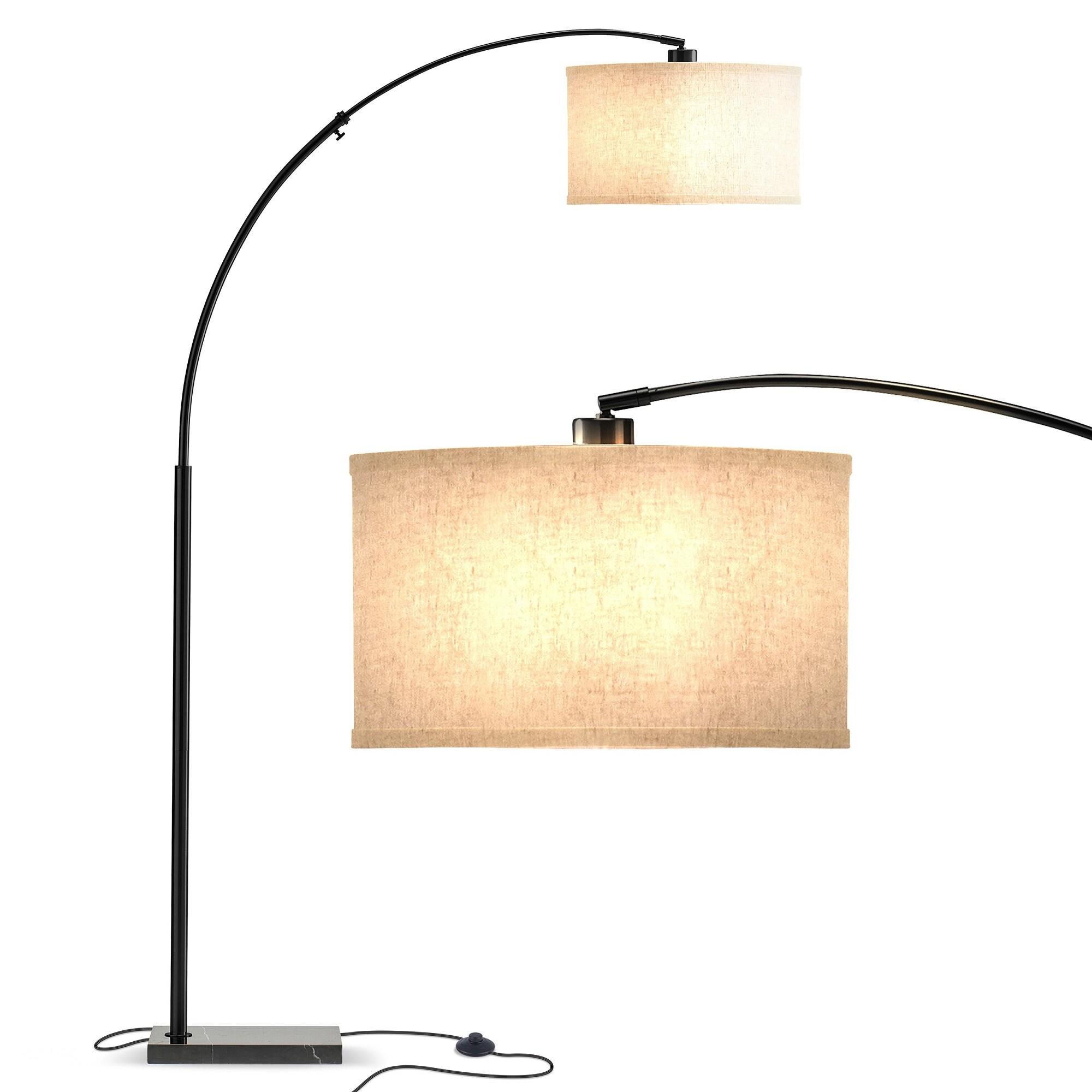 Brightech Logan 76 in. Adjustable and Extendable LED Arched Gold Floor Lamp with Weighted Marble Base - LED Bulb Included