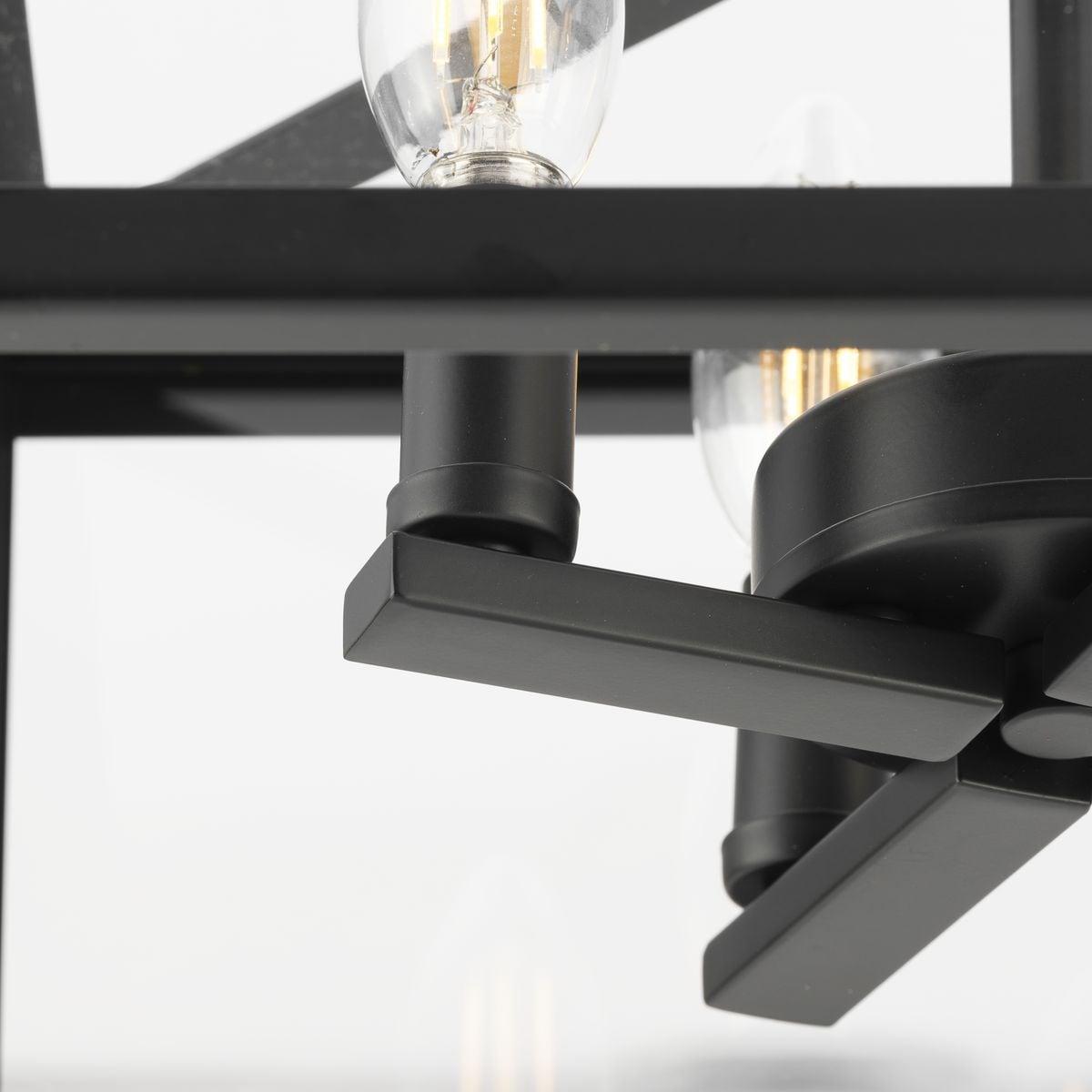 Progress Lighting Hillcrest 4-Light Semi-Flush Mount in Matte Black with Clear Beveled Glass Panels