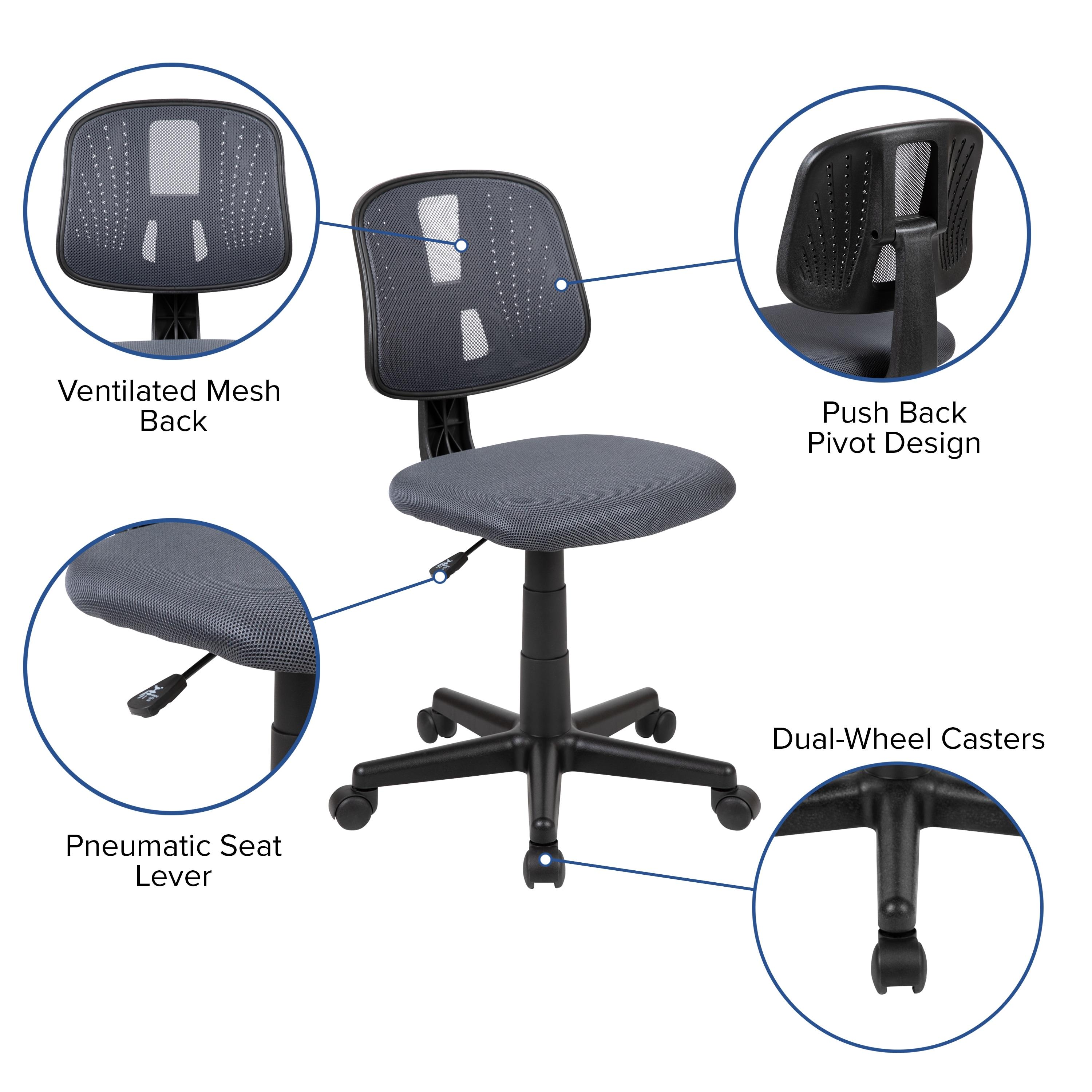 Flash Furniture Flash Fundamentals Mid-Back Gray Mesh Swivel Task Office Chair with Pivot Back