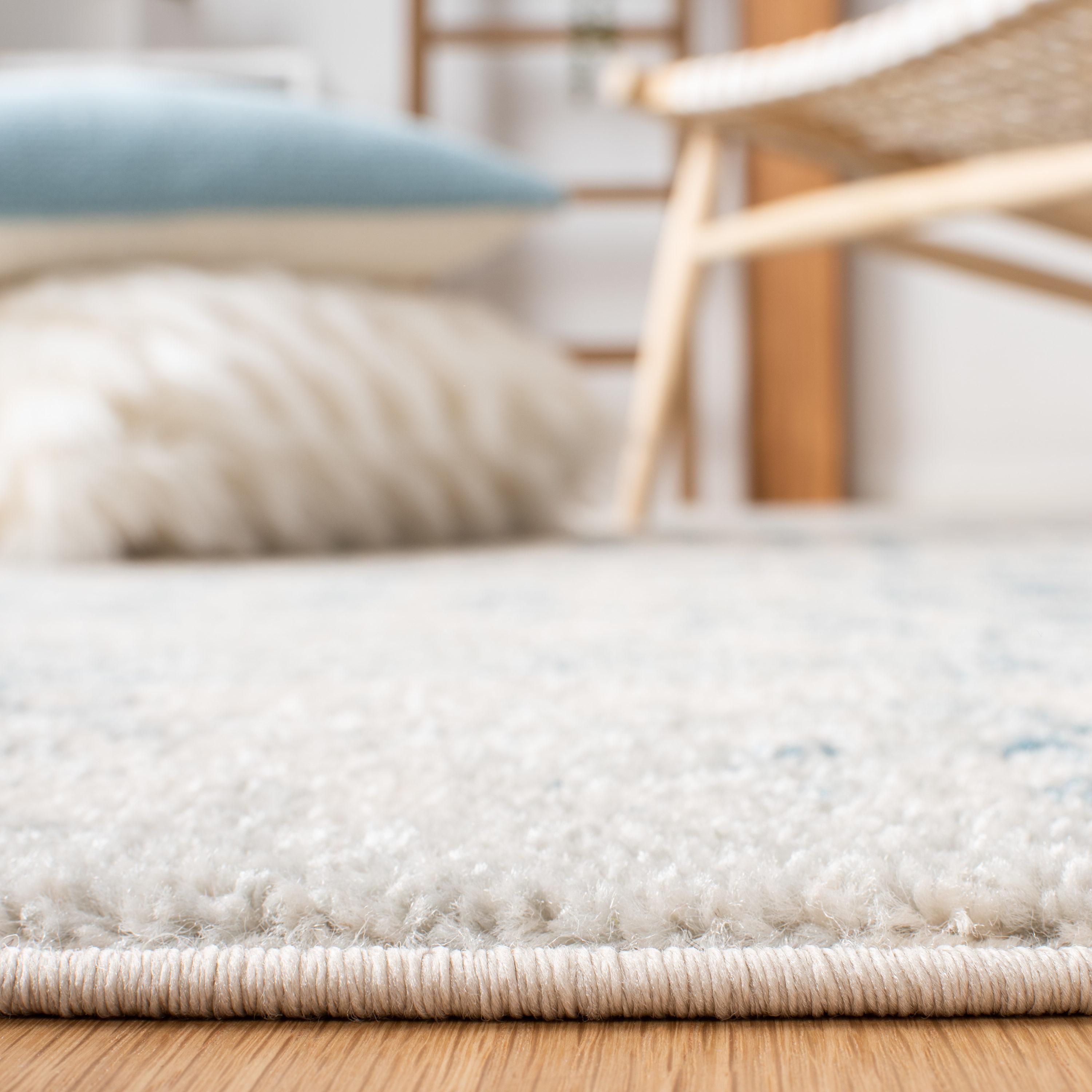 Tulum TUL240 Power Loomed Area Rug - Ivory/Turquoise - 6'7" round - Safavieh.