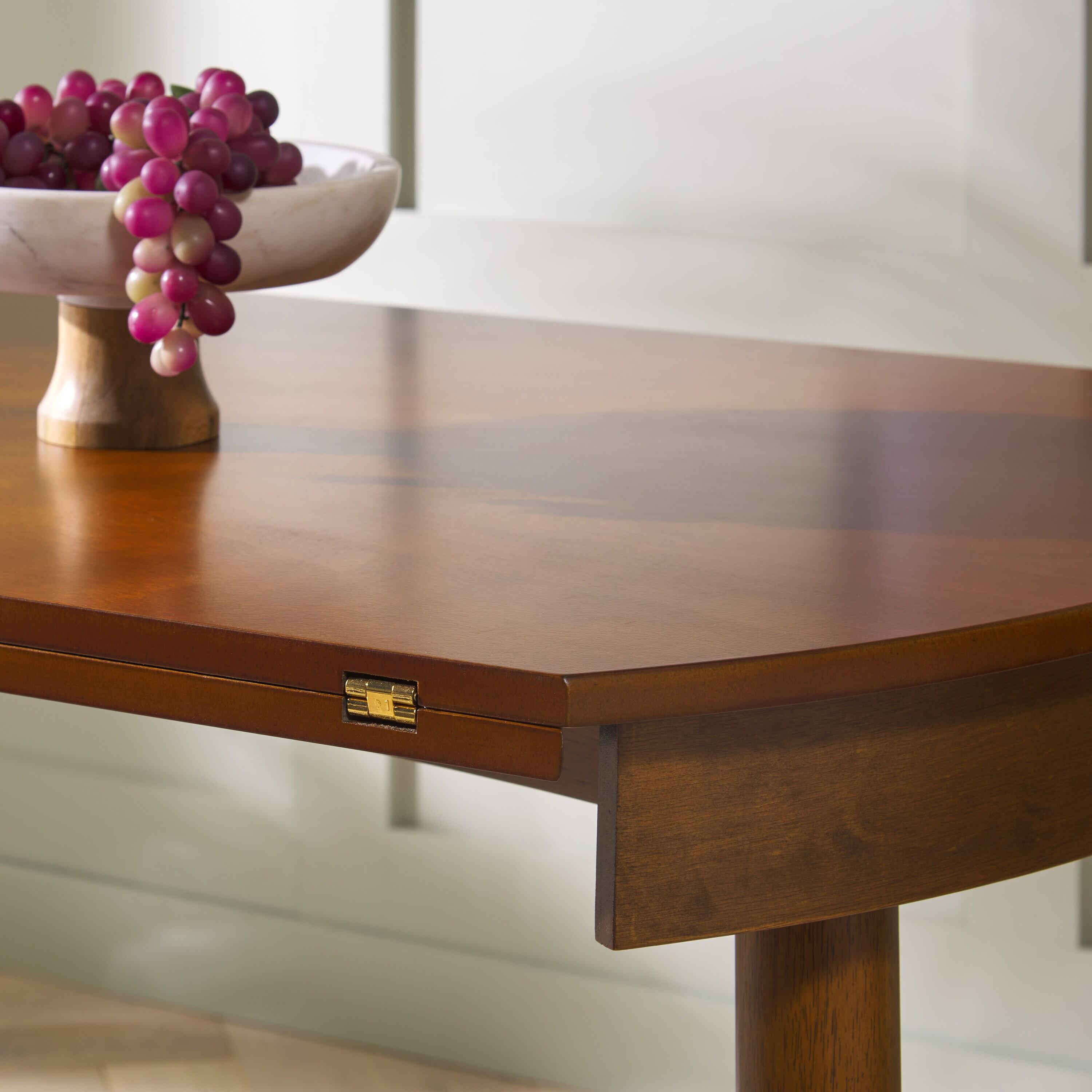 Medium Walnut Round Extendable Rubberwood Dining Table