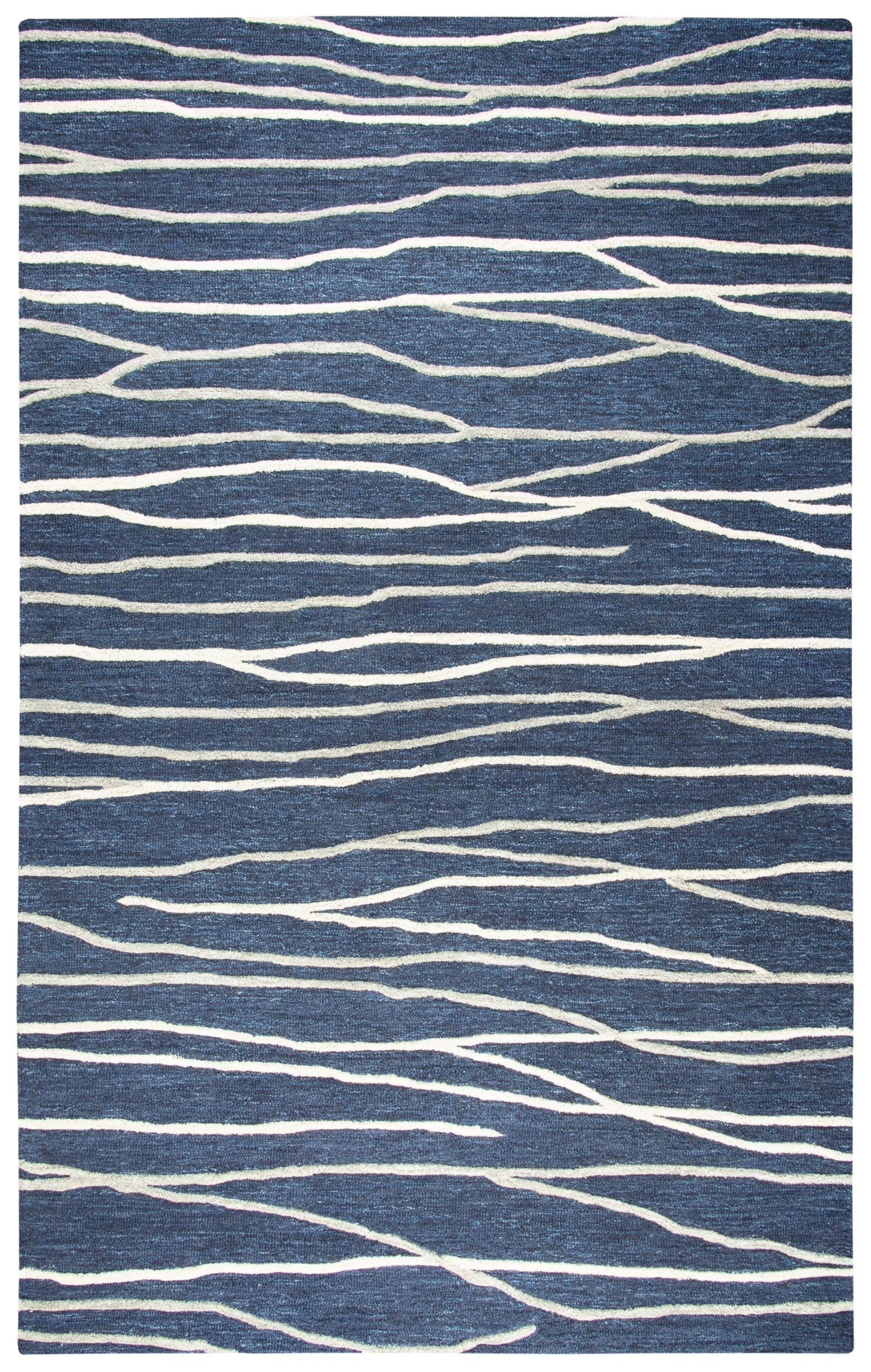 Rizzy Home Hand-tufted Idyllic Navy Wool Lines Area Rug - 8' x10'
