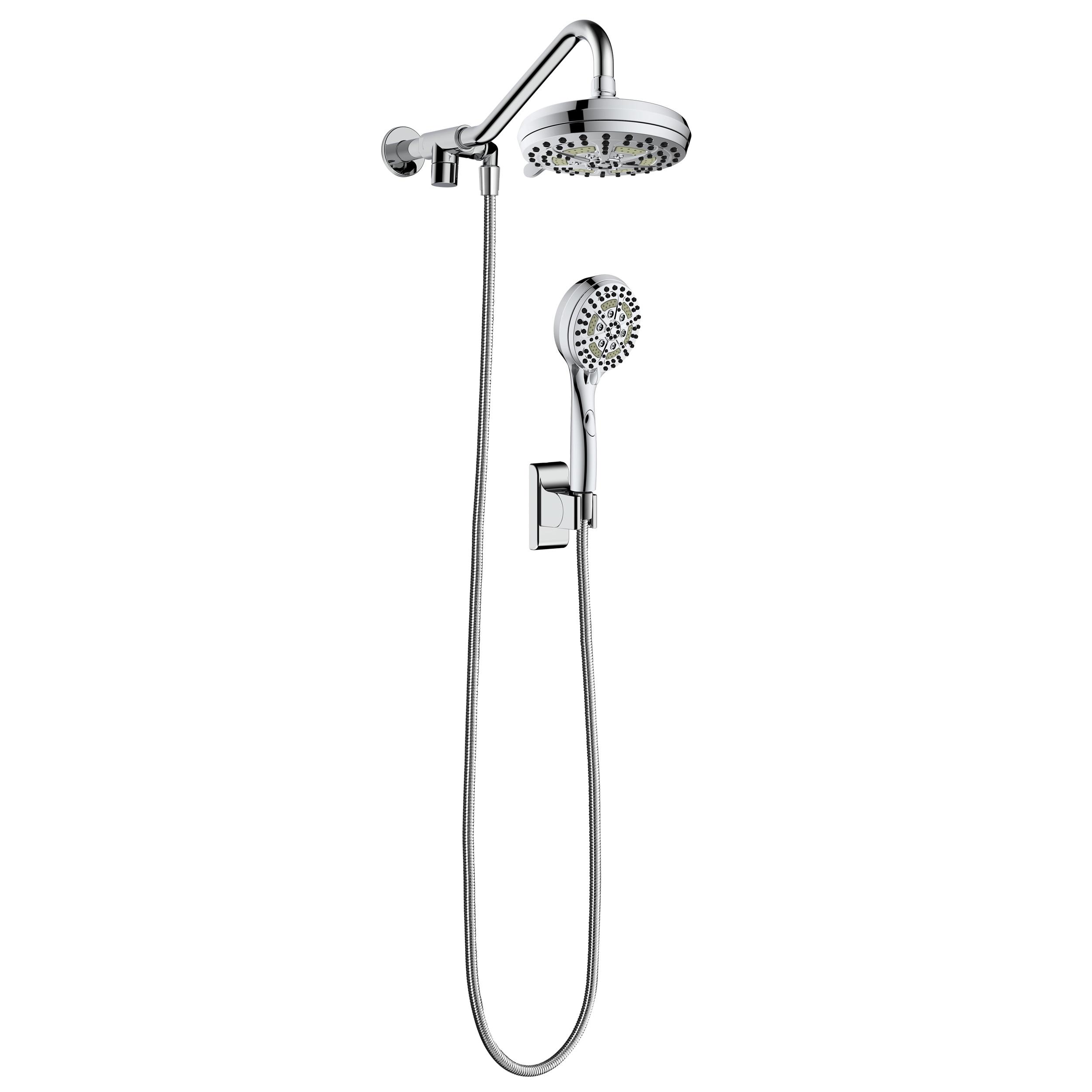 Chrome Dual Shower Head and Handheld Shower System