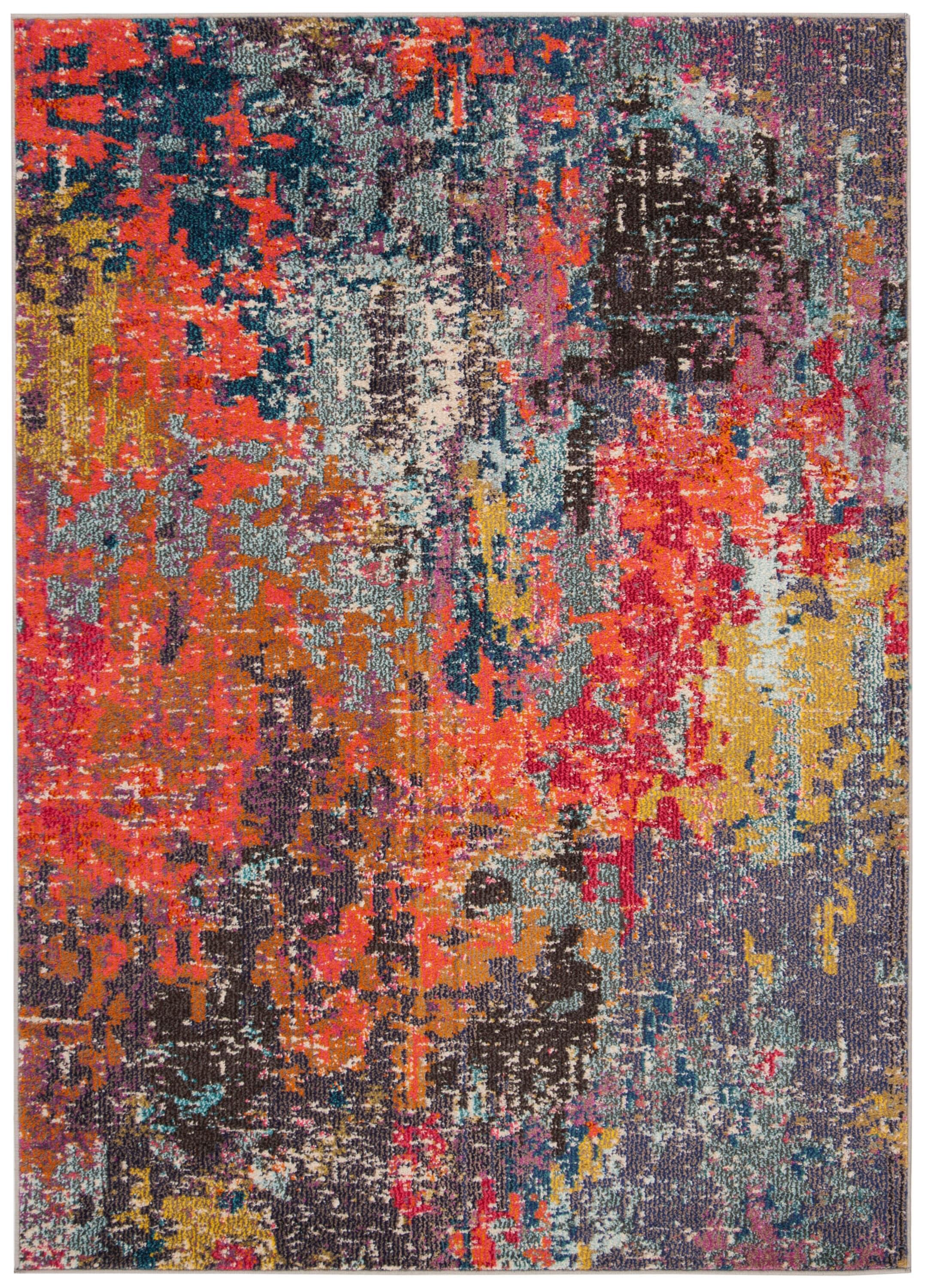 Monaco MNC266 Power Loomed Area Rug - Blue/Orange - 4'x5'7" - Safavieh.