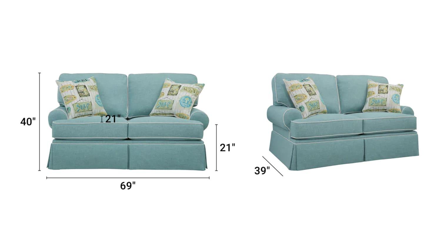 American Furniture Classics Model 8-020-S275A Coastal Aqua Series Loveseat with Four Accent Pillows