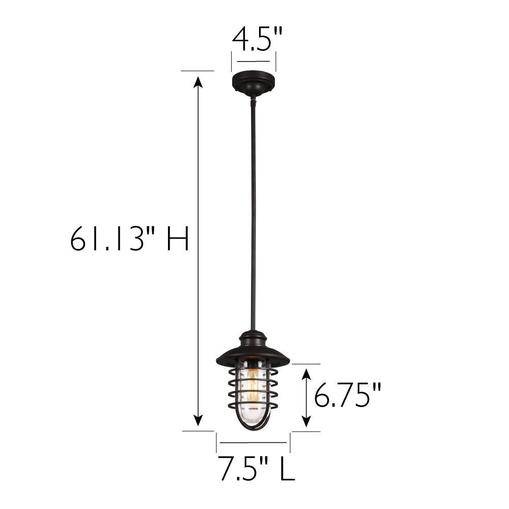 Design House 588996-BRZ Stevenson Rustic Industrial 1-Light Indoor Dimmable Pendant with Clear Seedy Glass and Metal Wire Shade for Kitchen island barBedroom, Bronze