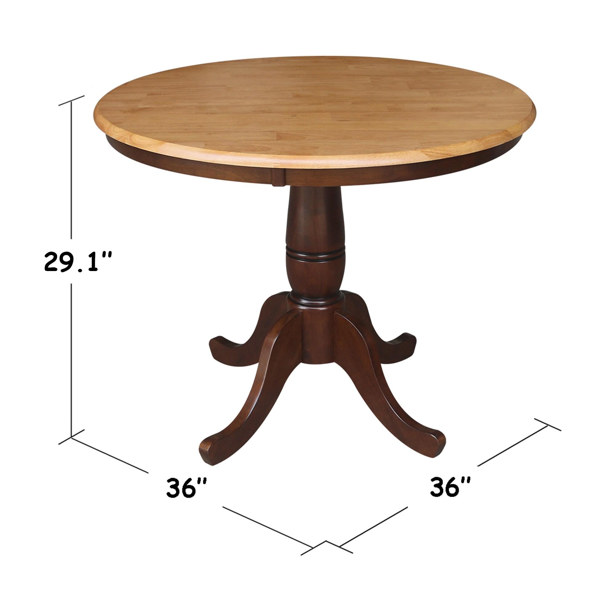 36" Round Top Pedestal Dining Table Cinnamon/Espresso – International Concepts: Solid Wood, Seats 4