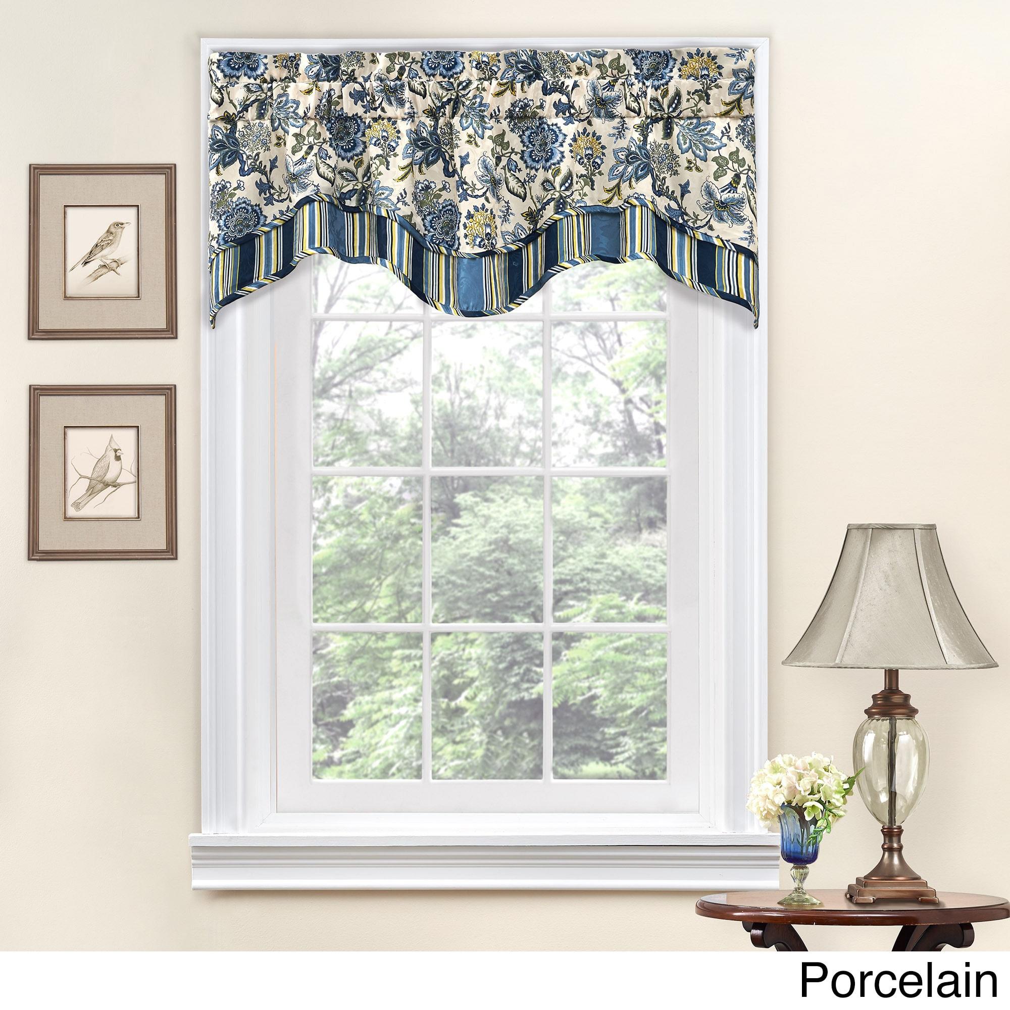 Waverly Traditional Floral Rod Pocket Semi-Sheer Valance, 52" x 18