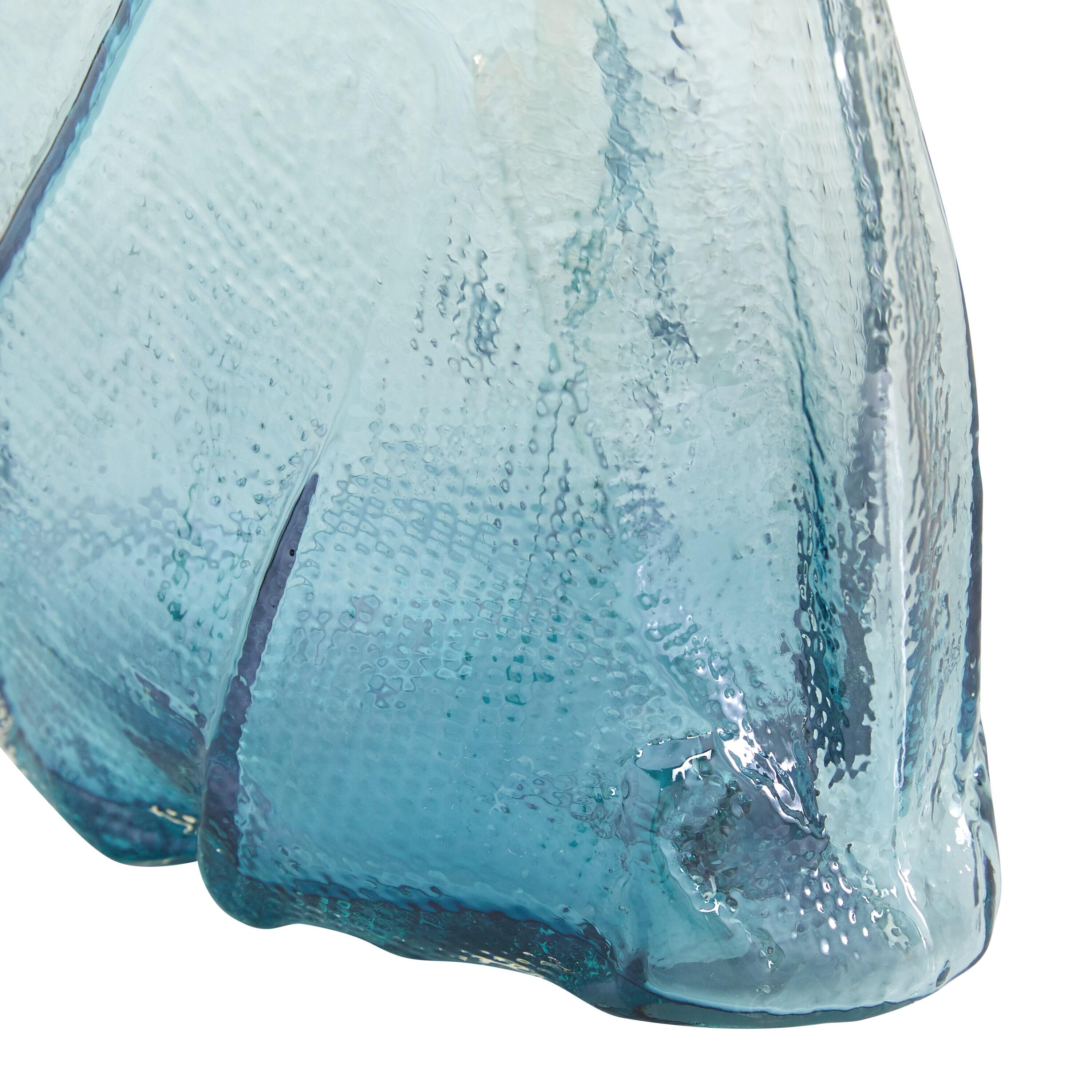 DecMode 12" Blown Blue Glass Vase