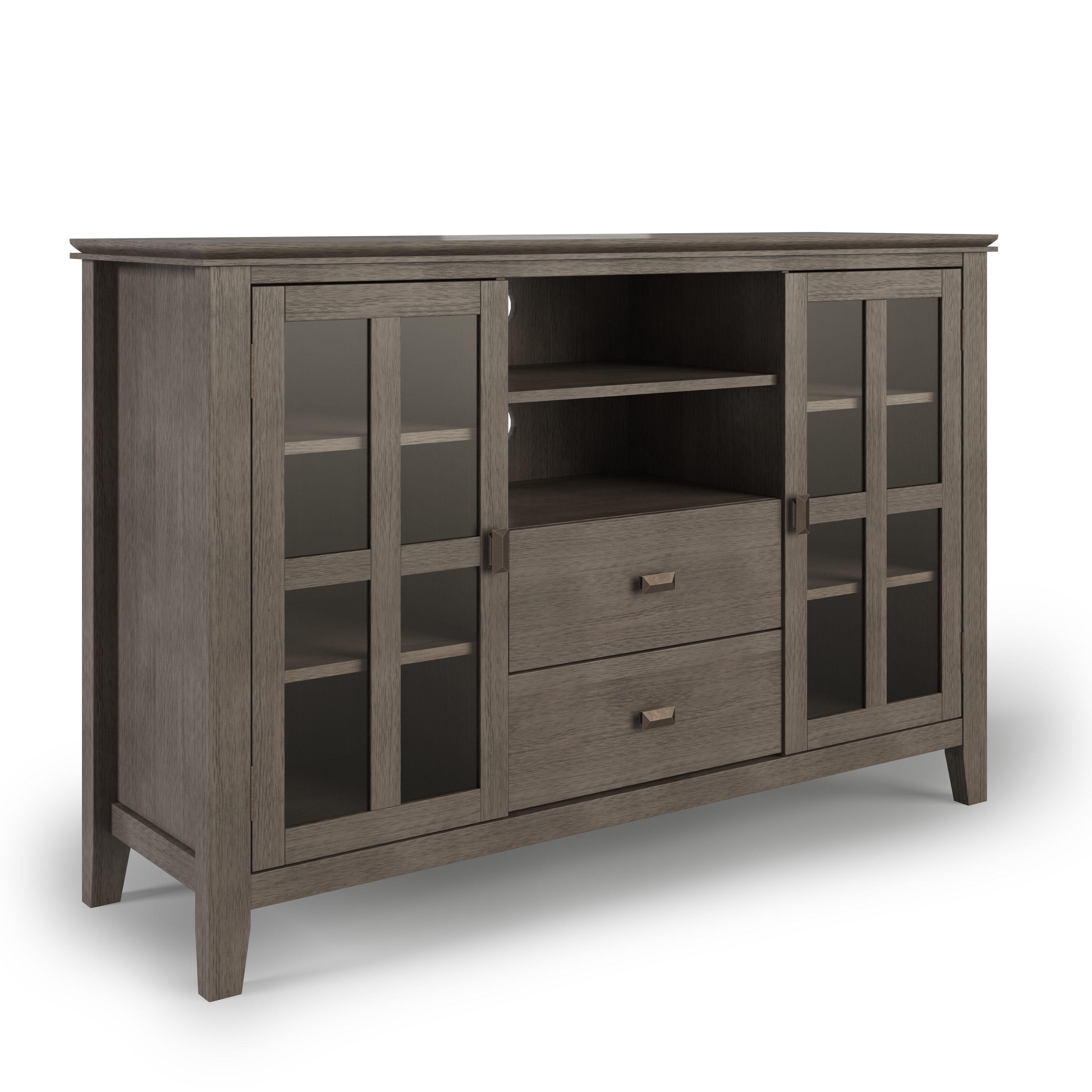 Simpli Home Artisan 53"W Solid Wood Contemporary Tall TV Stand for TVs up to 60" with Adjustable Shelves