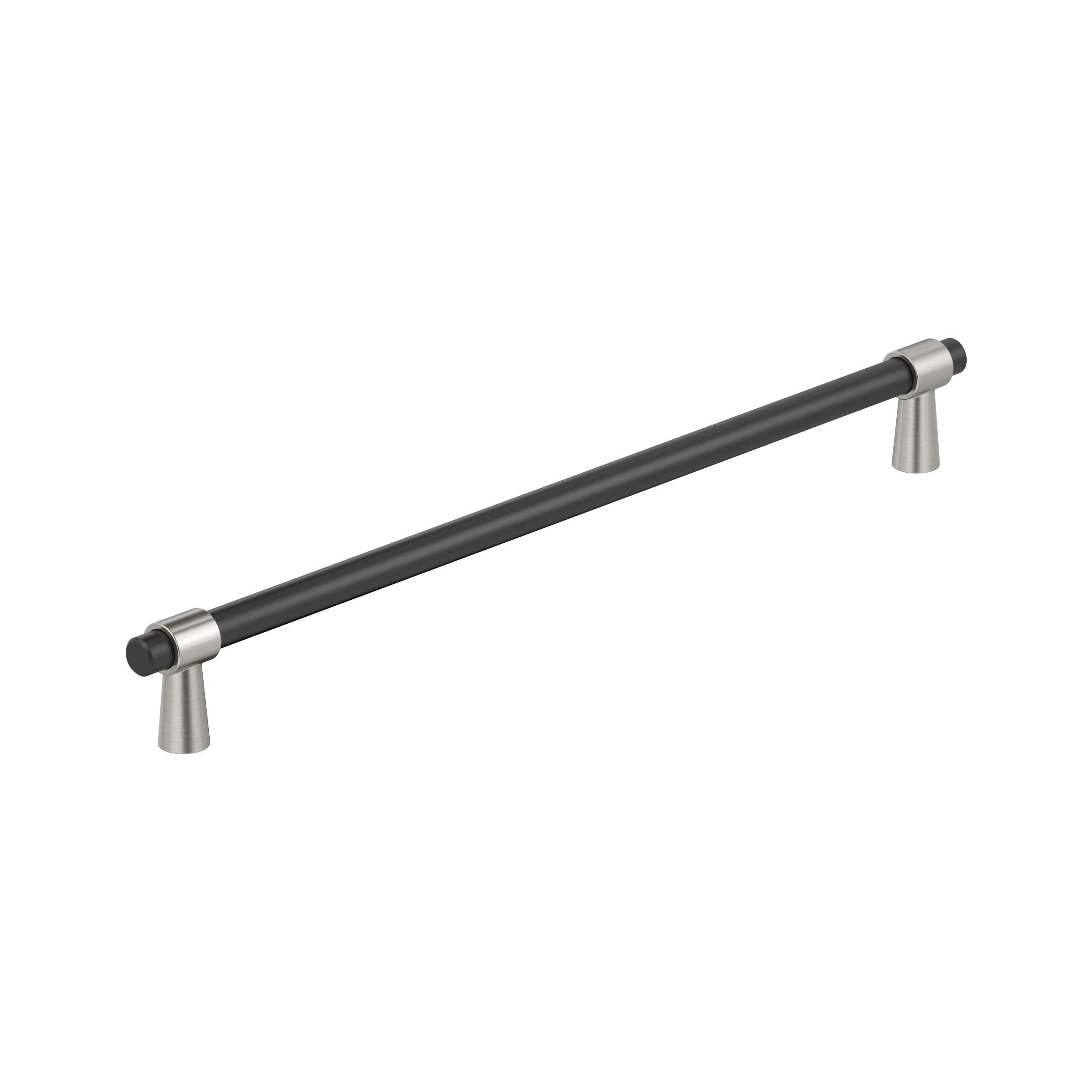 Amerock Mergence 12-5/8 inch (320mm) Center-to-Center Matte Black/Satin Nickel Cabinet Pull