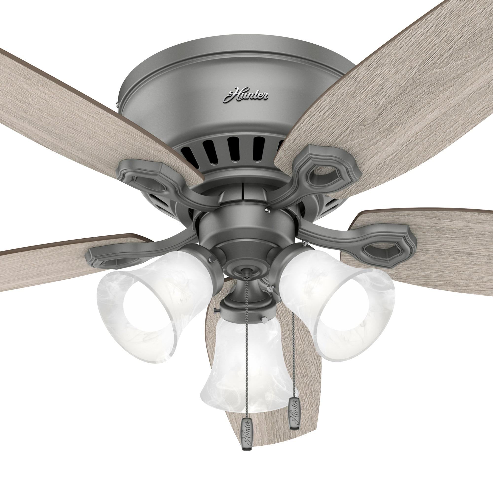 Builder Low Profile 52" 5 - Blade Flush Mount Ceiling Fan with Lights and Pull Chains