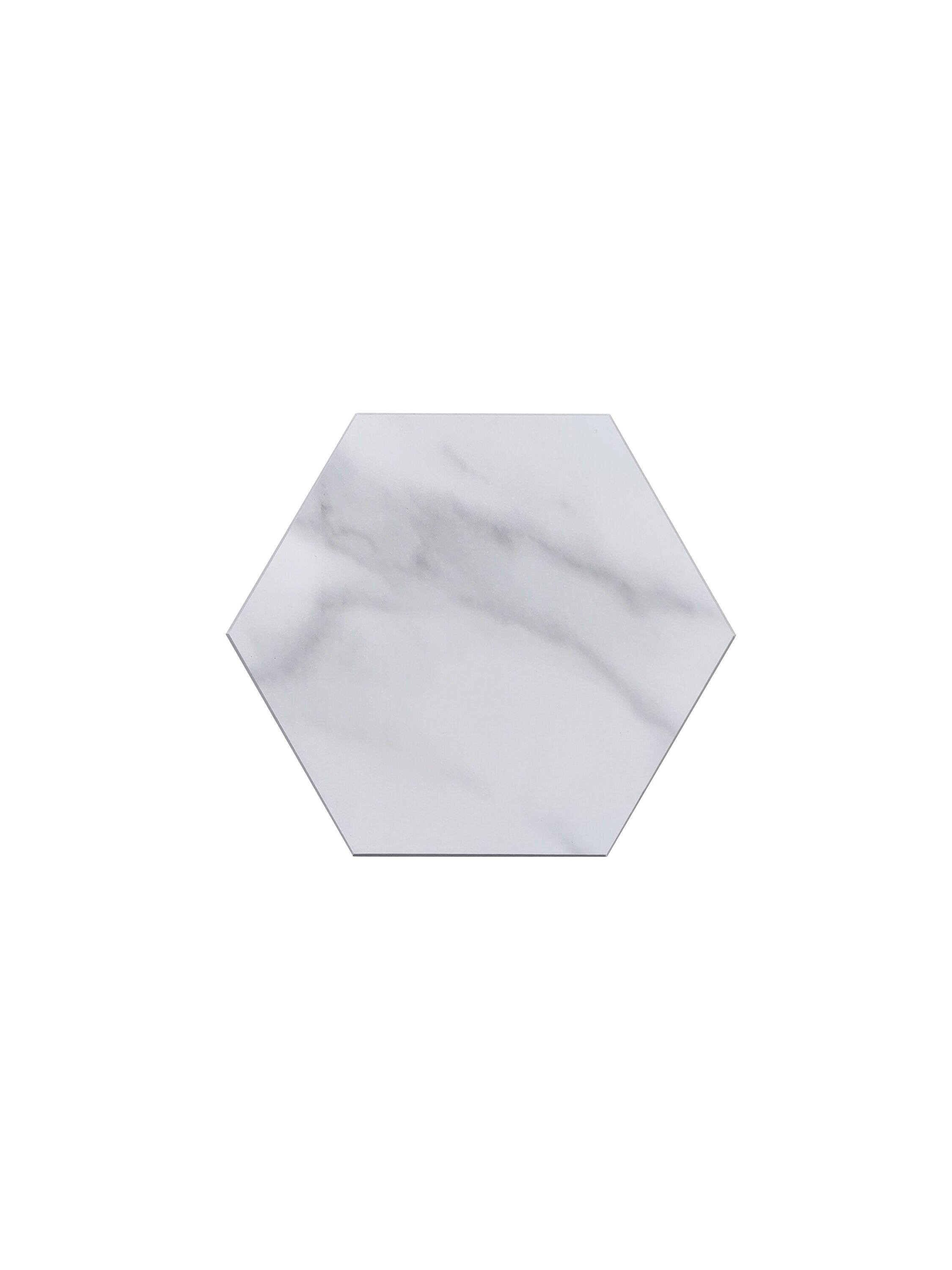 Hexagon White Stone Composite Peel and Stick Backsplash Tiles