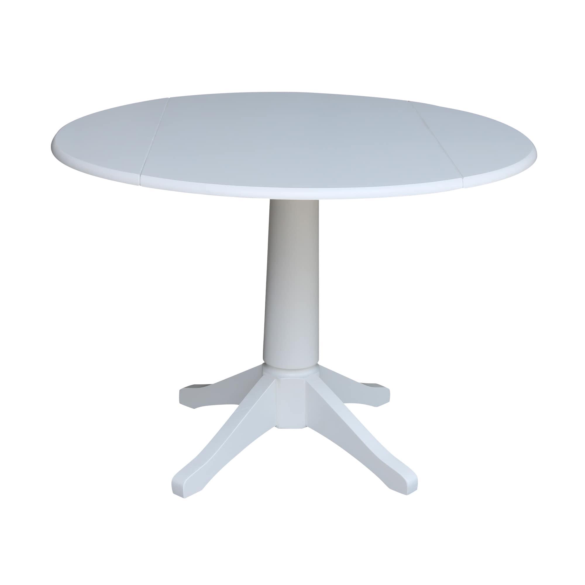 42" Nina Round Top Dual Pedestal Dining Table White - International Concepts: Modern Style, Seats 4, Wood Frame