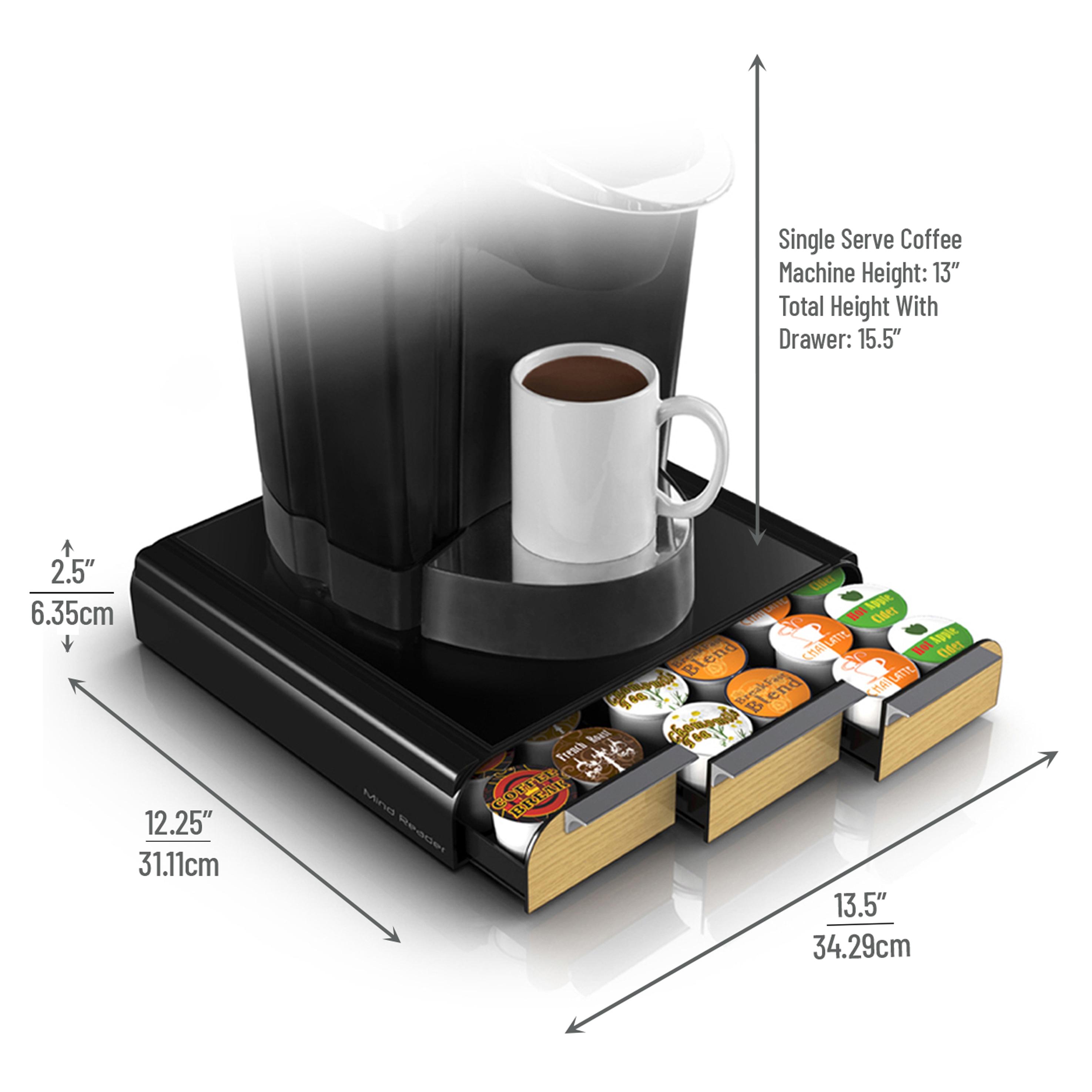 Mind Reader 36 Capacity 'Anchor' Triple Drawer Single Serve Coffee Pod Holder Drawer, Black with Brown Wood Veneer, Brown