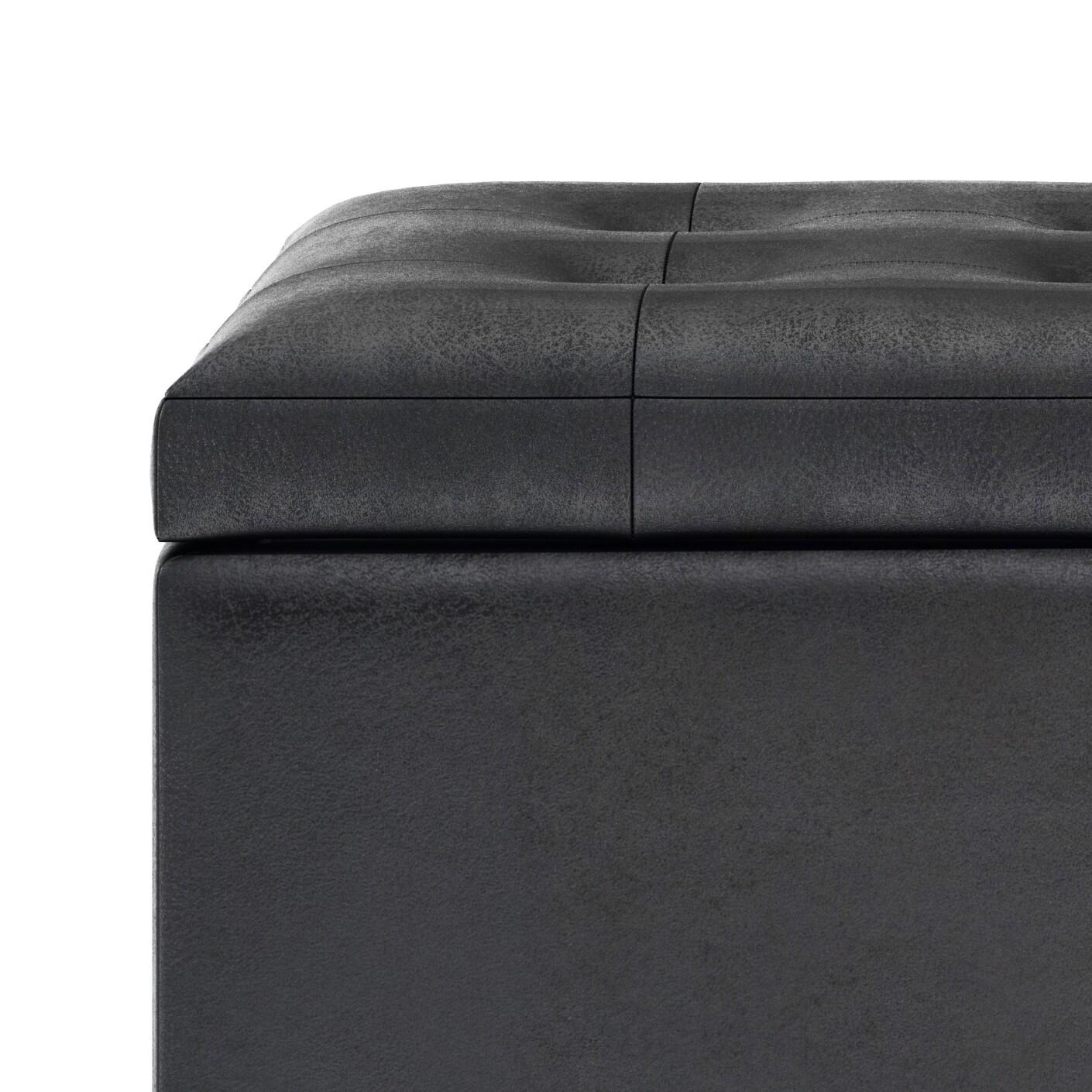 Simpli Home Cosmopolitan Faux Leather Ottoman