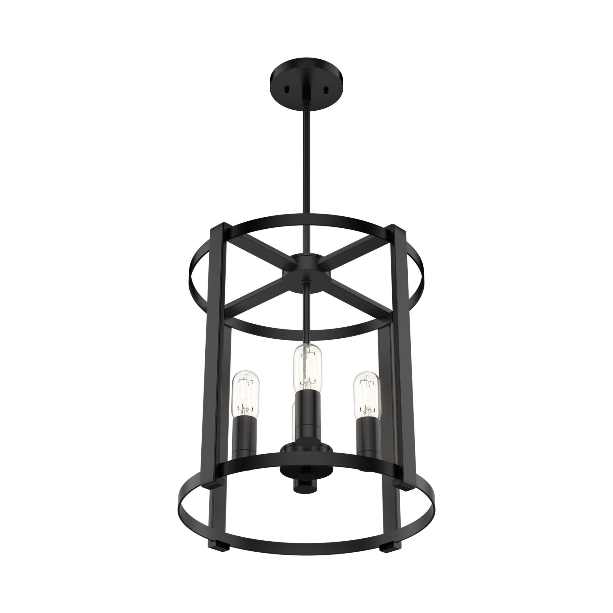 19003-Hunter Fans-Astwood 4-Light Lantern Chandelier in Caged Style-16 Inches Wide by 25.5 Inches High-Matte Black Finish