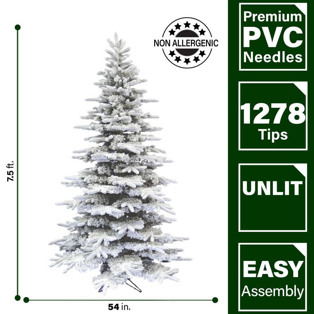 Fraser Hill Farm Unlit Flocked Mountain Pine Christmas Tree